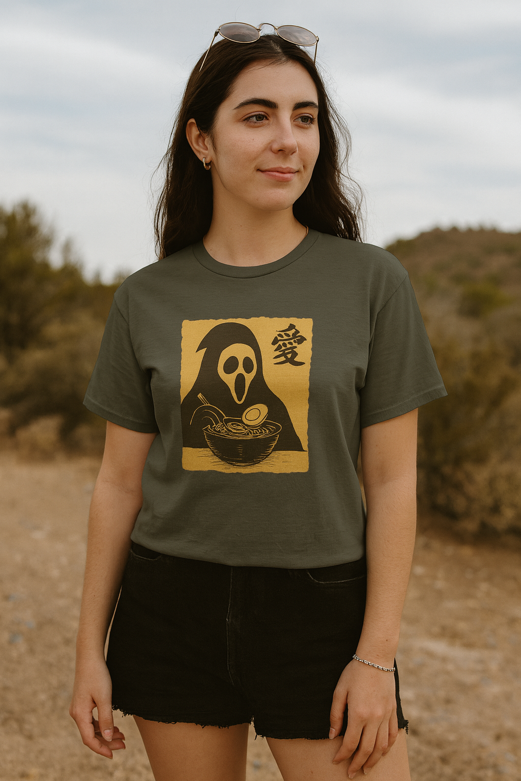 Shadow Slurper Ramen T-Shirt – Spooky Goth Noodle Lover Tee