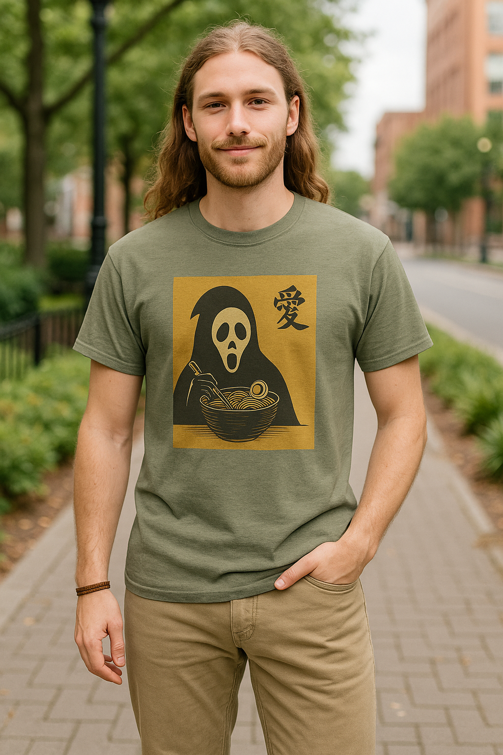 Shadow Slurper Ramen T-Shirt – Spooky Goth Noodle Lover Tee