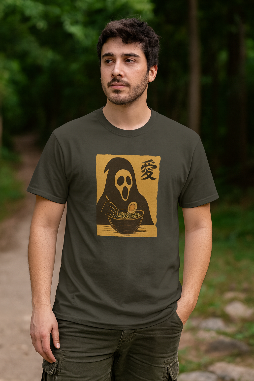Shadow Slurper Ramen T-Shirt – Spooky Goth Noodle Lover Tee