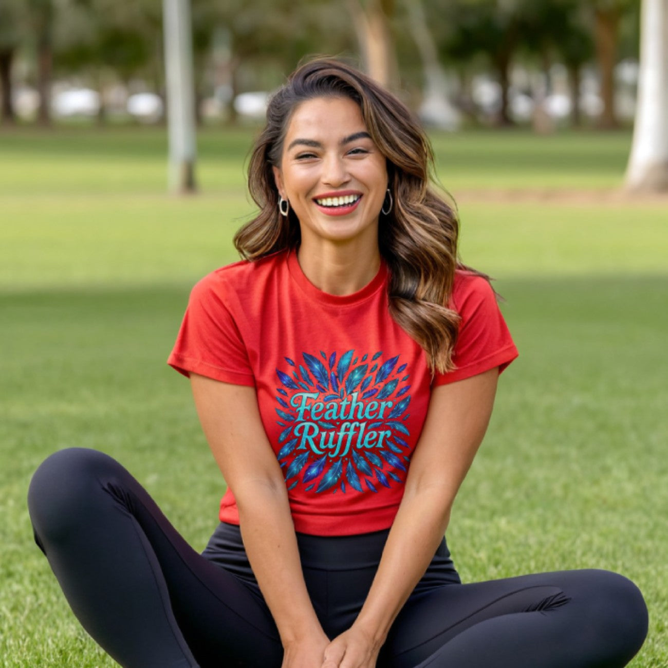 Feather Ruffler Bioluminescent Glow Tee Confident Women’s Statement Shirt