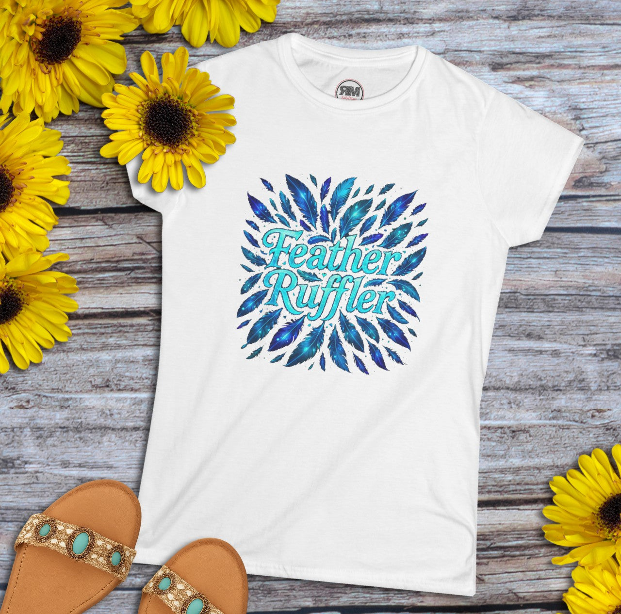 Feather Ruffler Bioluminescent Glow Tee Confident Women’s Statement Shirt