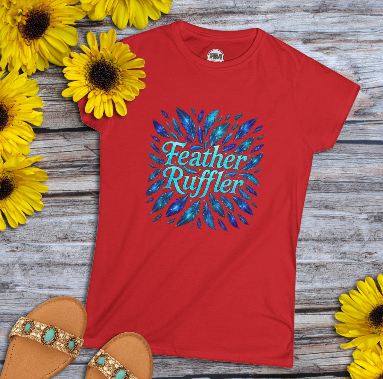 Feather Ruffler Bioluminescent Glow Tee Confident Women’s Statement Shirt