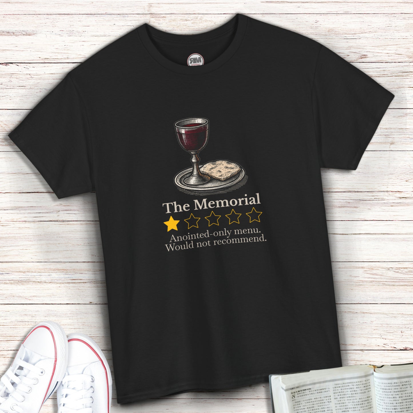 ExJW Memorial Parody T-Shirt – Funny JW Review Tee with Bread and Wine