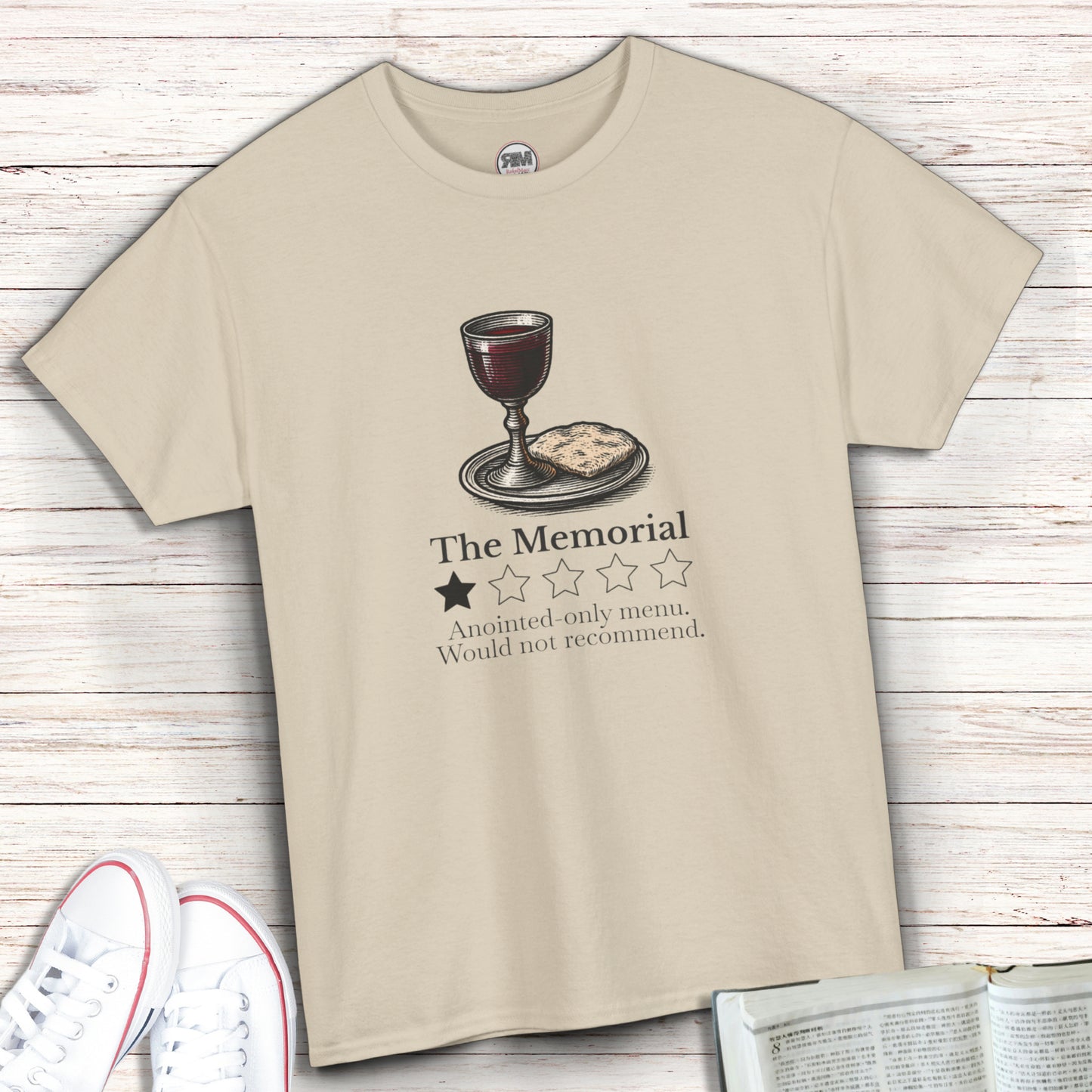 ExJW Memorial Parody T-Shirt – Funny JW Review Tee with Bread and Wine