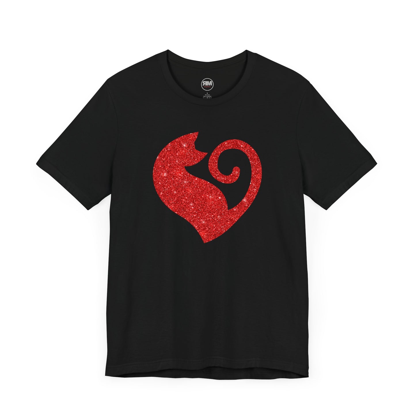 Cat Heart Red Glitter Tee