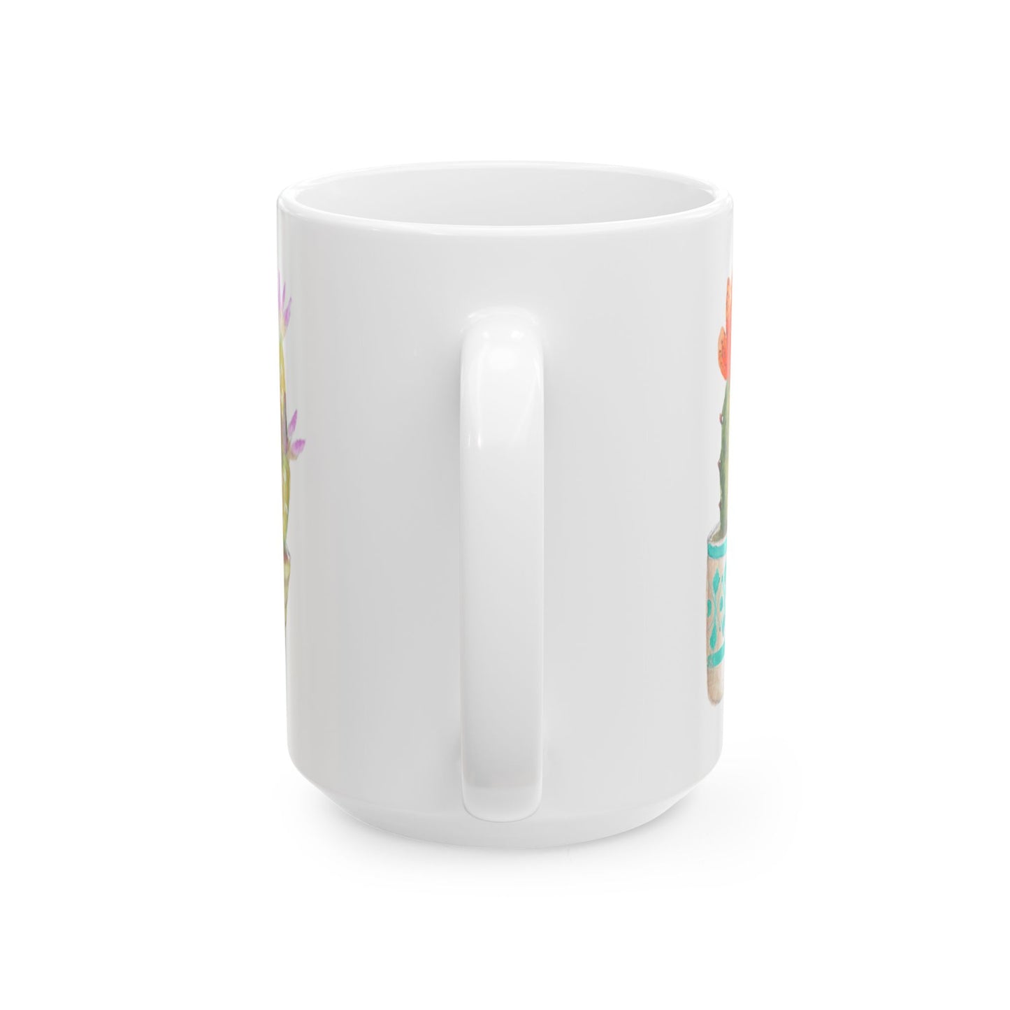 Watercolor Potted Cacti & Succulents Ceramic Mug – Botanical Floral Coffee Cup (11 oz & 15 oz)