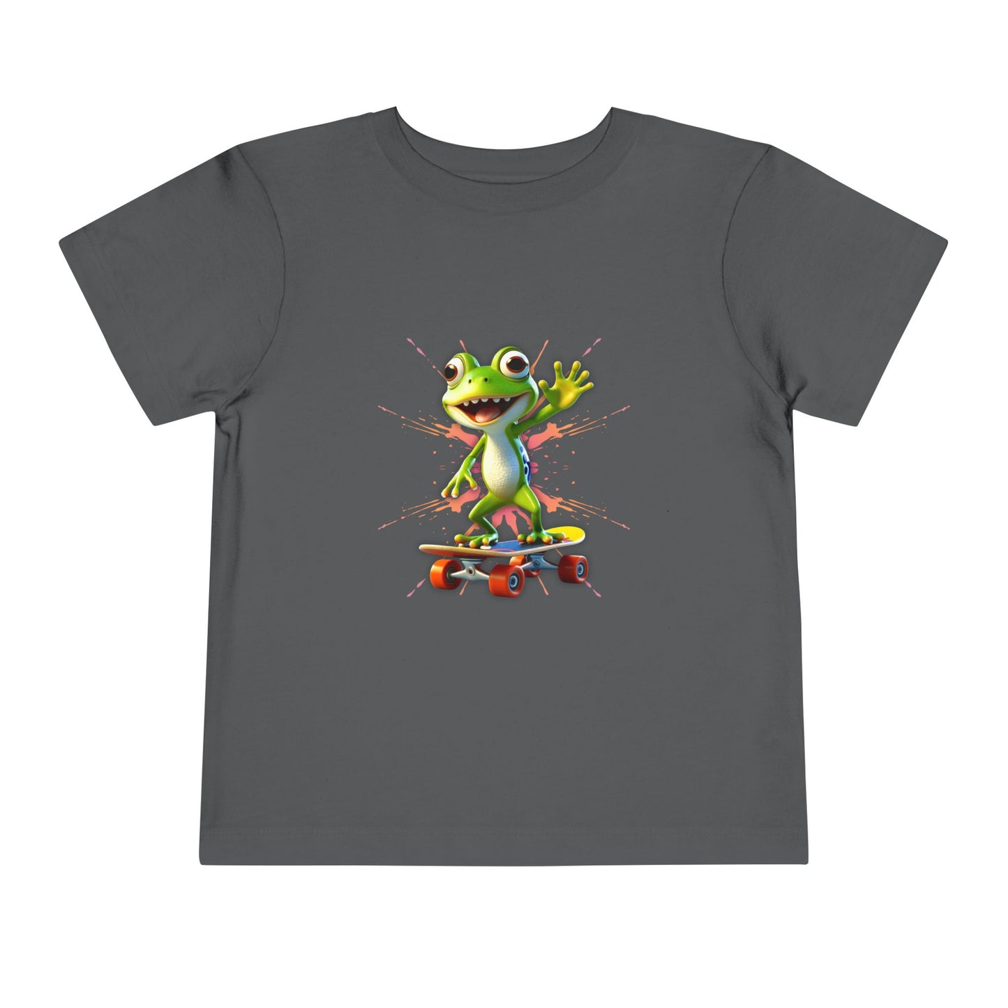 Skateboarding Frog Toddler T Shirt, Playful Frog Skate Tee for Kids