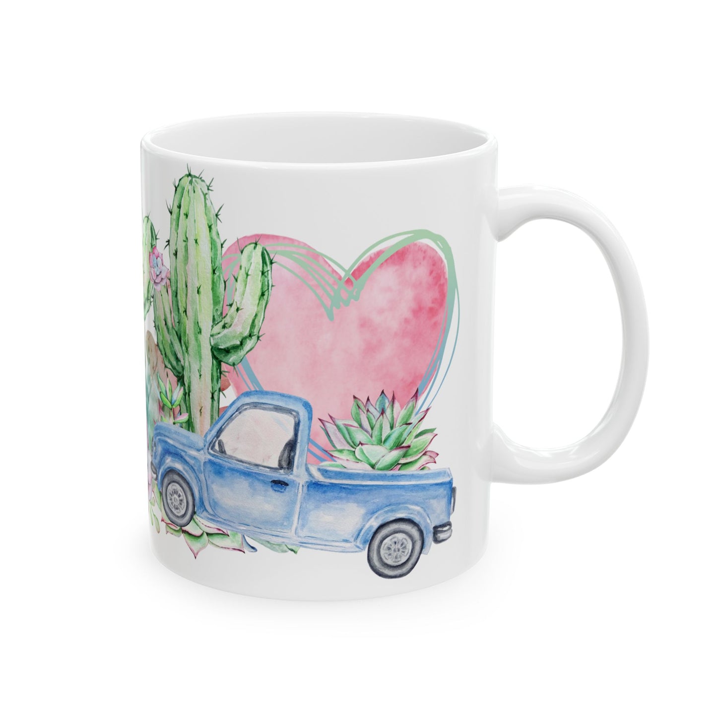 Watercolor Cacti & Succulents Ceramic Mug – Botanical Coffee Cup (11 oz & 15 oz)