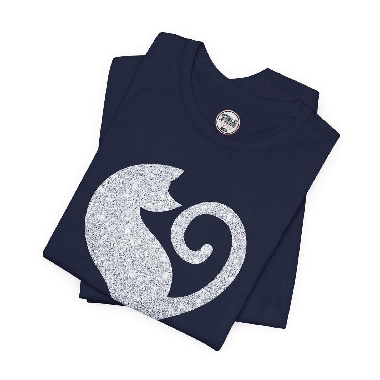 Cat Heart Silver Glitter Look Tee