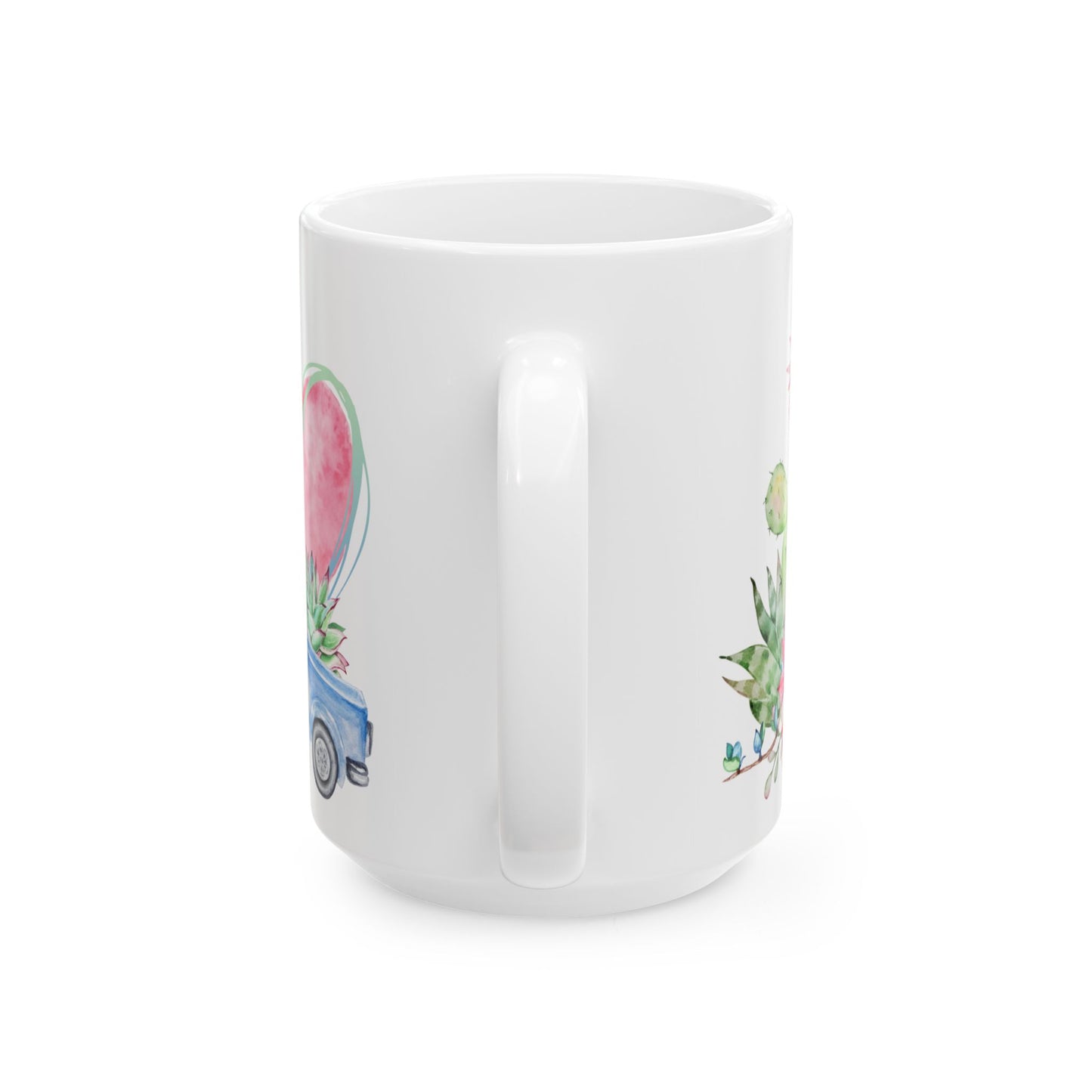 Watercolor Cacti & Succulents Ceramic Mug – Botanical Coffee Cup (11 oz & 15 oz)
