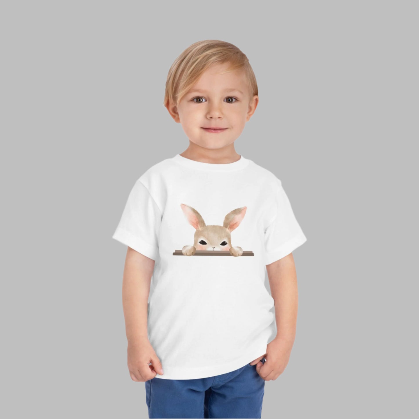 Peeking Bunny Toddler T Shirt, Cute Easter Rabbit Toddler Tee