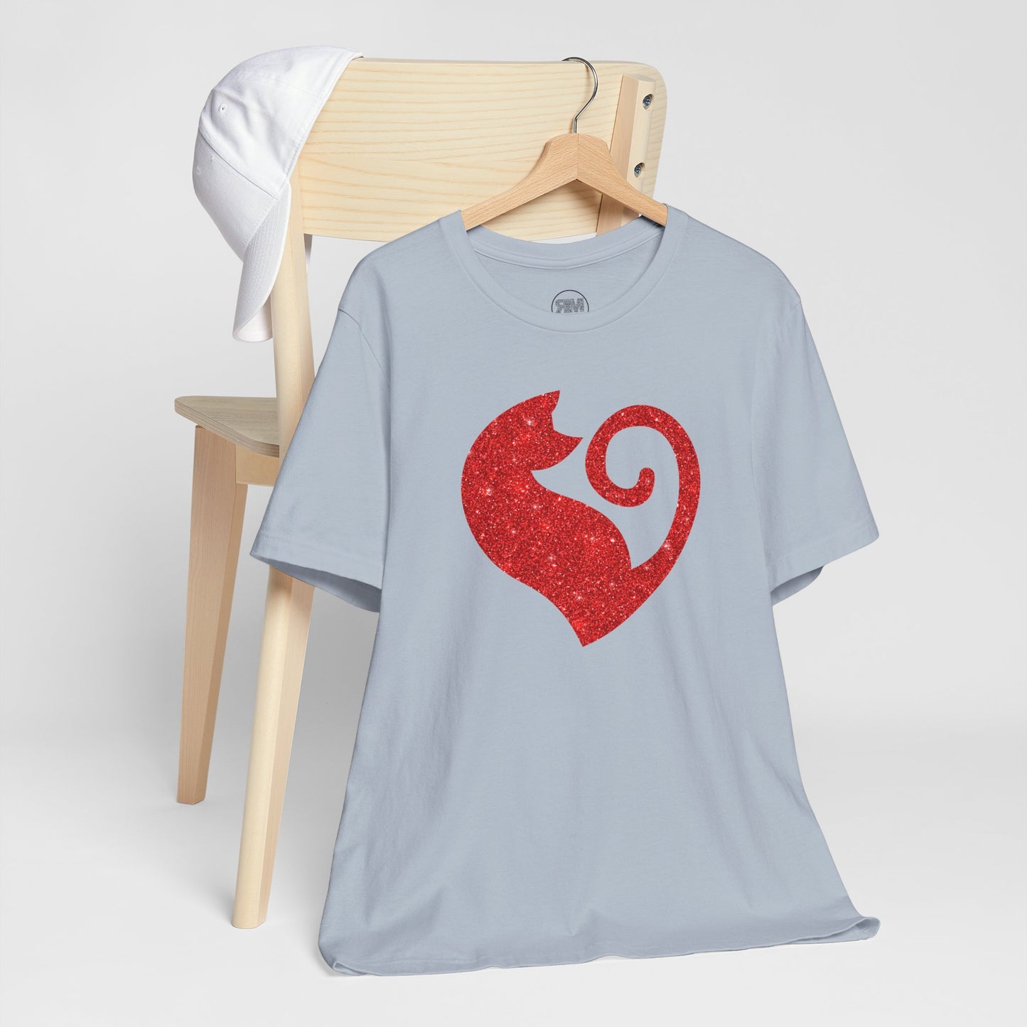 Cat Heart Red Glitter Tee
