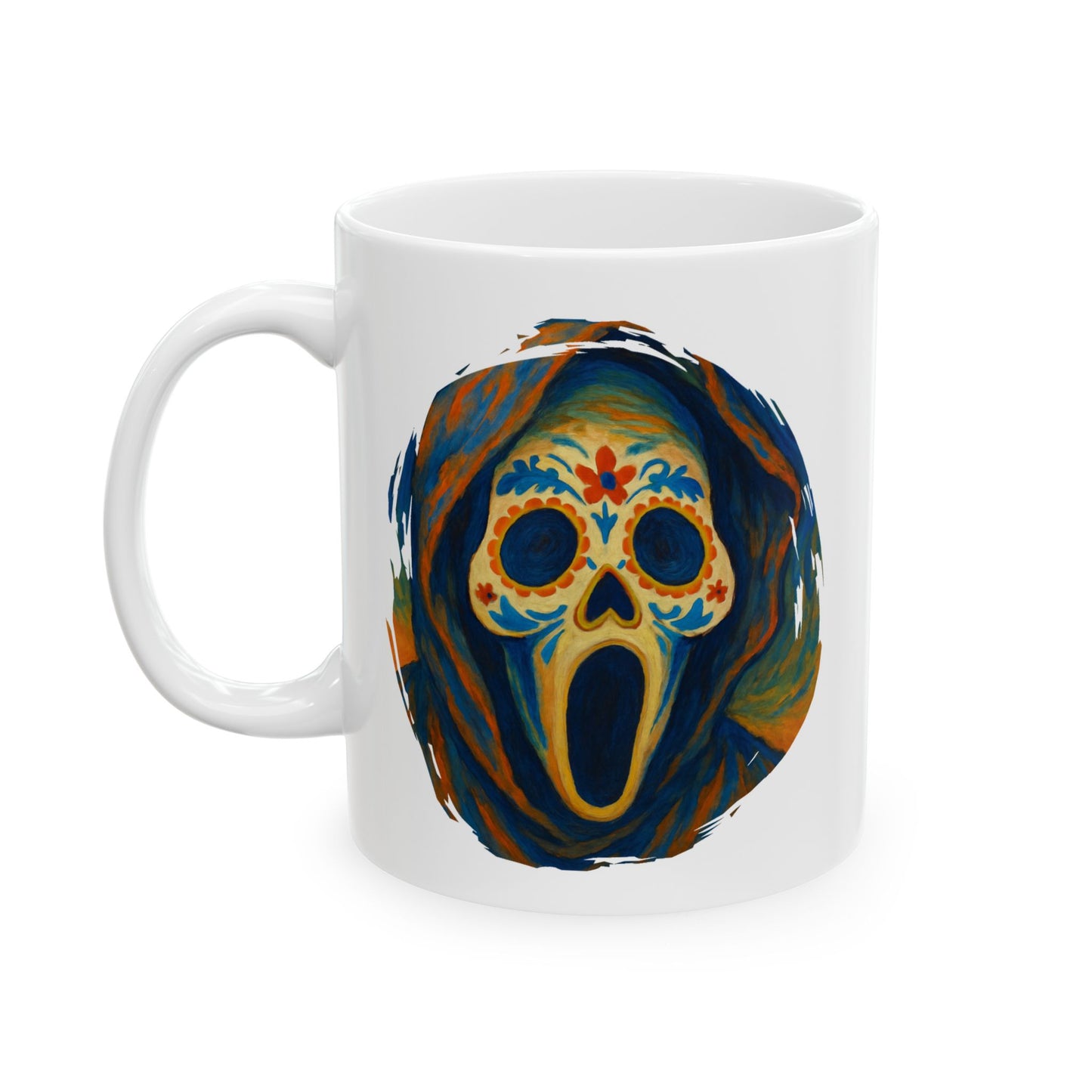 Spooky sugar skull horrorcore coffee mug in black or white