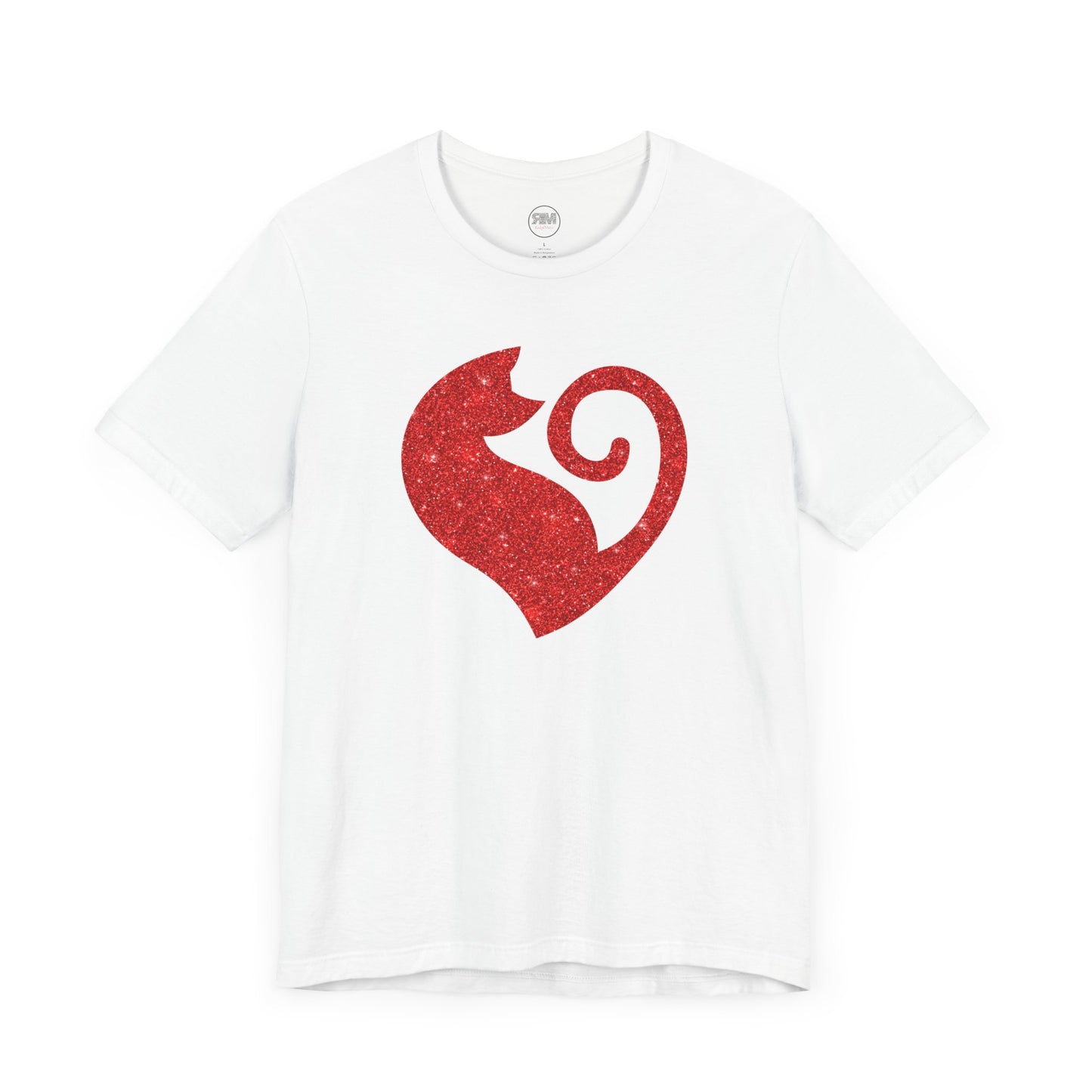 Cat Heart Red Glitter Tee