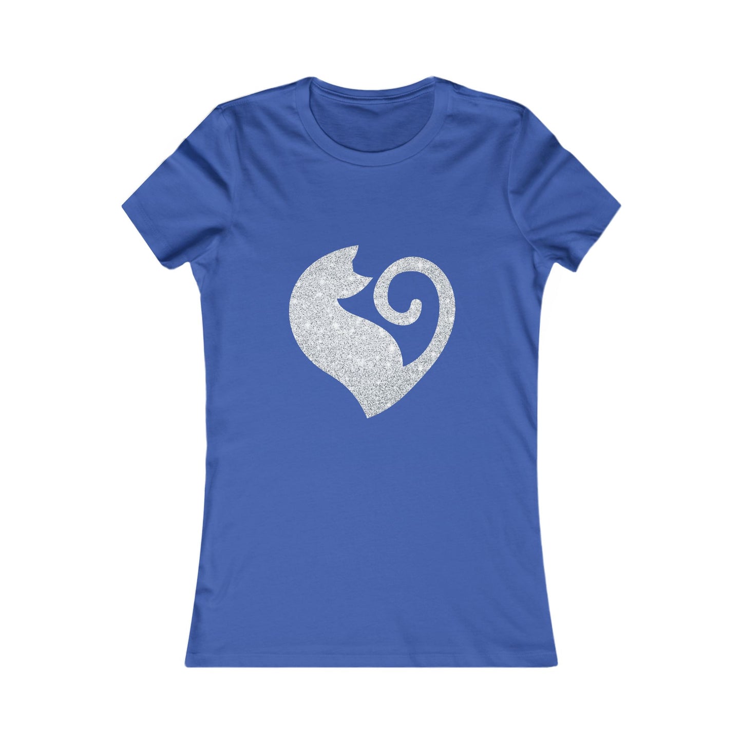 Cat Heart Shirt Silver Glitter Womens Tee