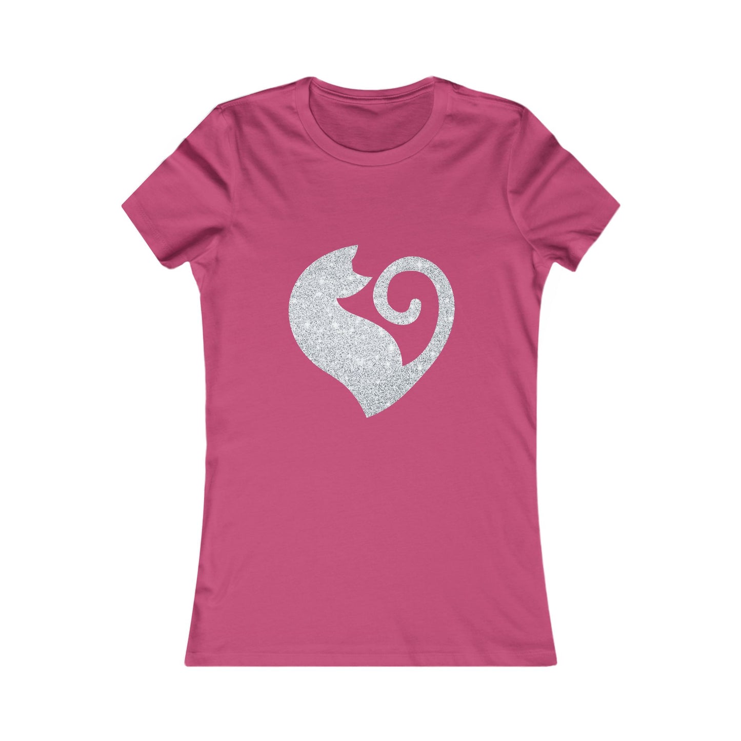 Cat Heart Shirt Silver Glitter Womens Tee