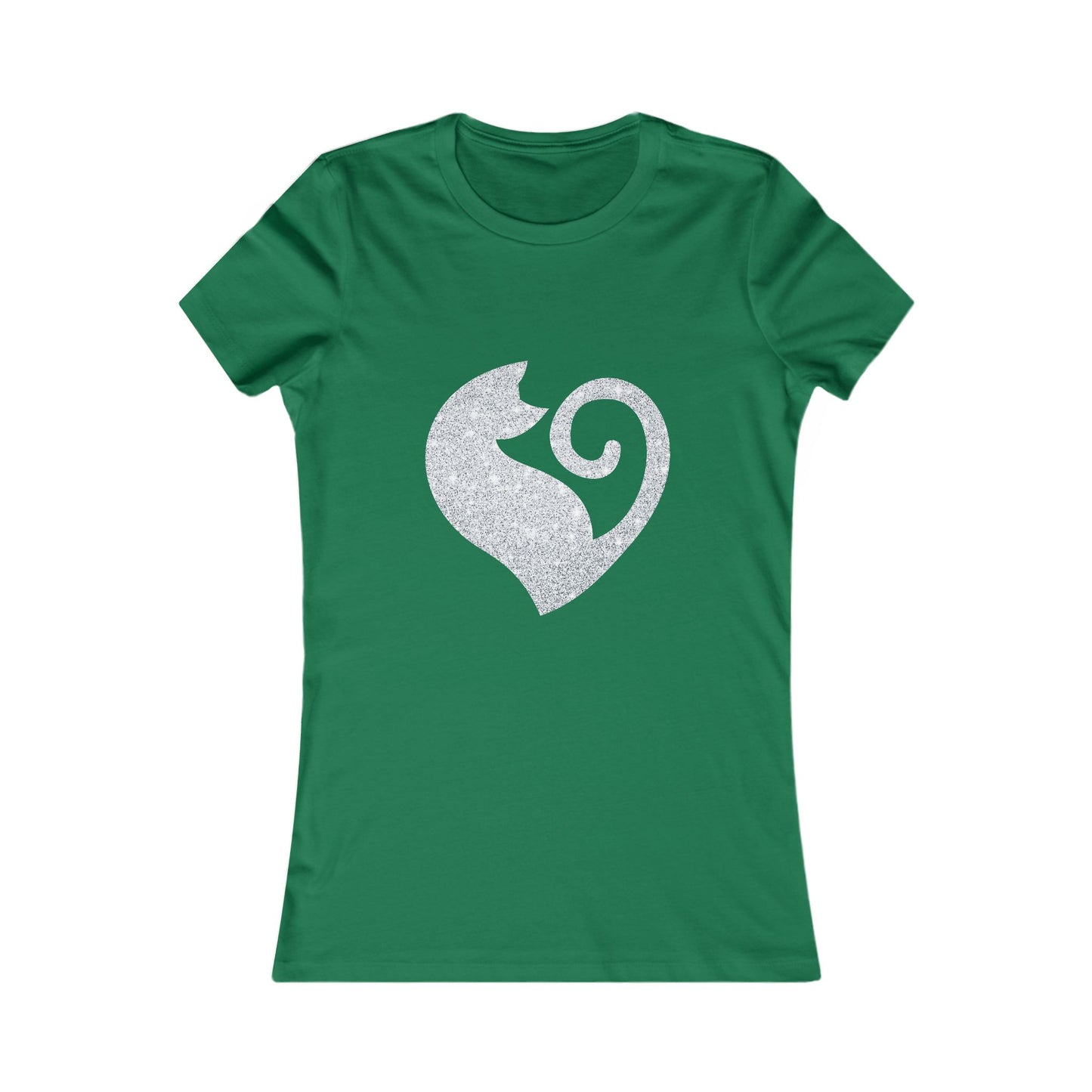 Cat Heart Shirt Silver Glitter Womens Tee