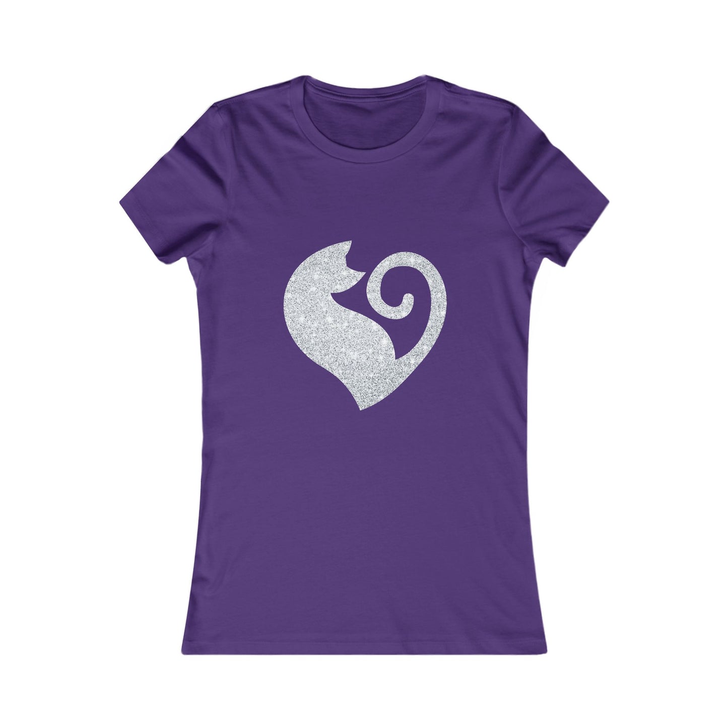 Cat Heart Shirt Silver Glitter Womens Tee