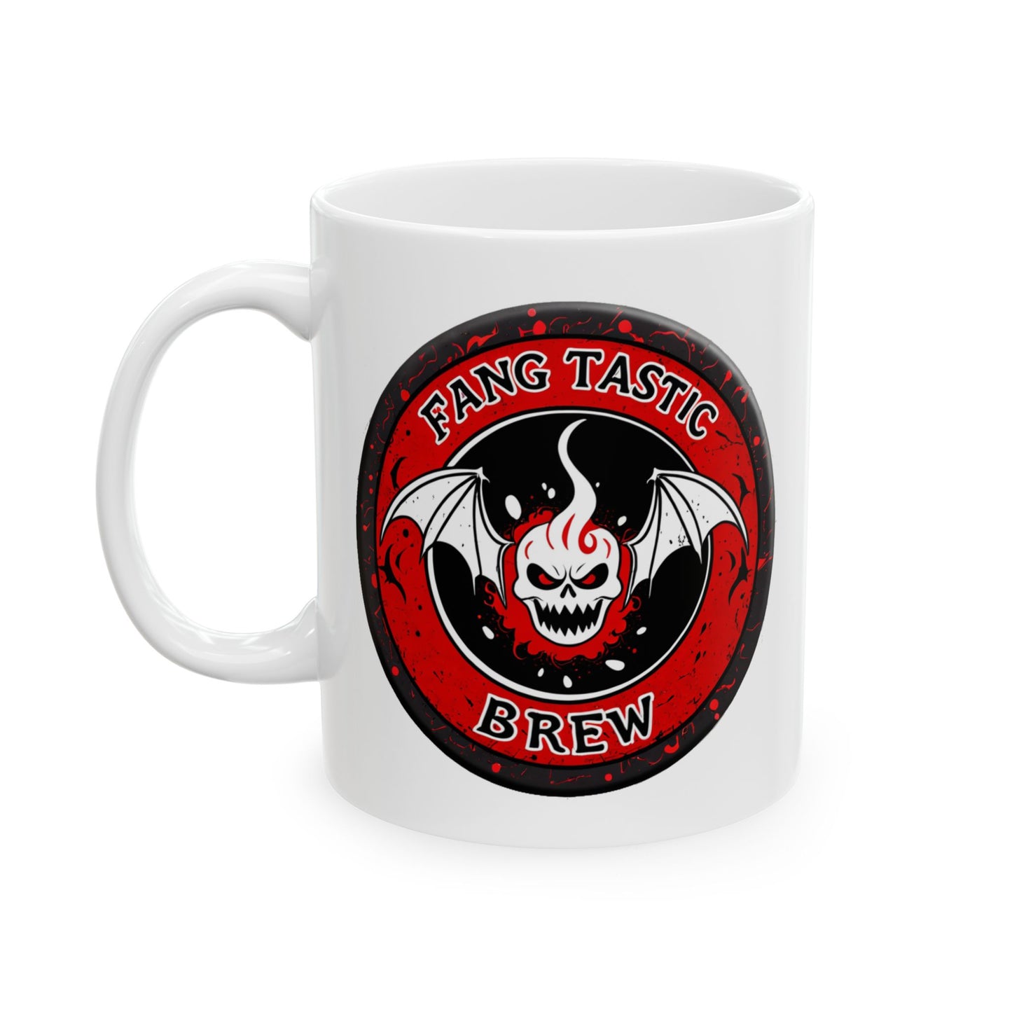 Fang Tastic Brew Horror Coffee Mug – Gothic Vampire Bat Cup Black or White