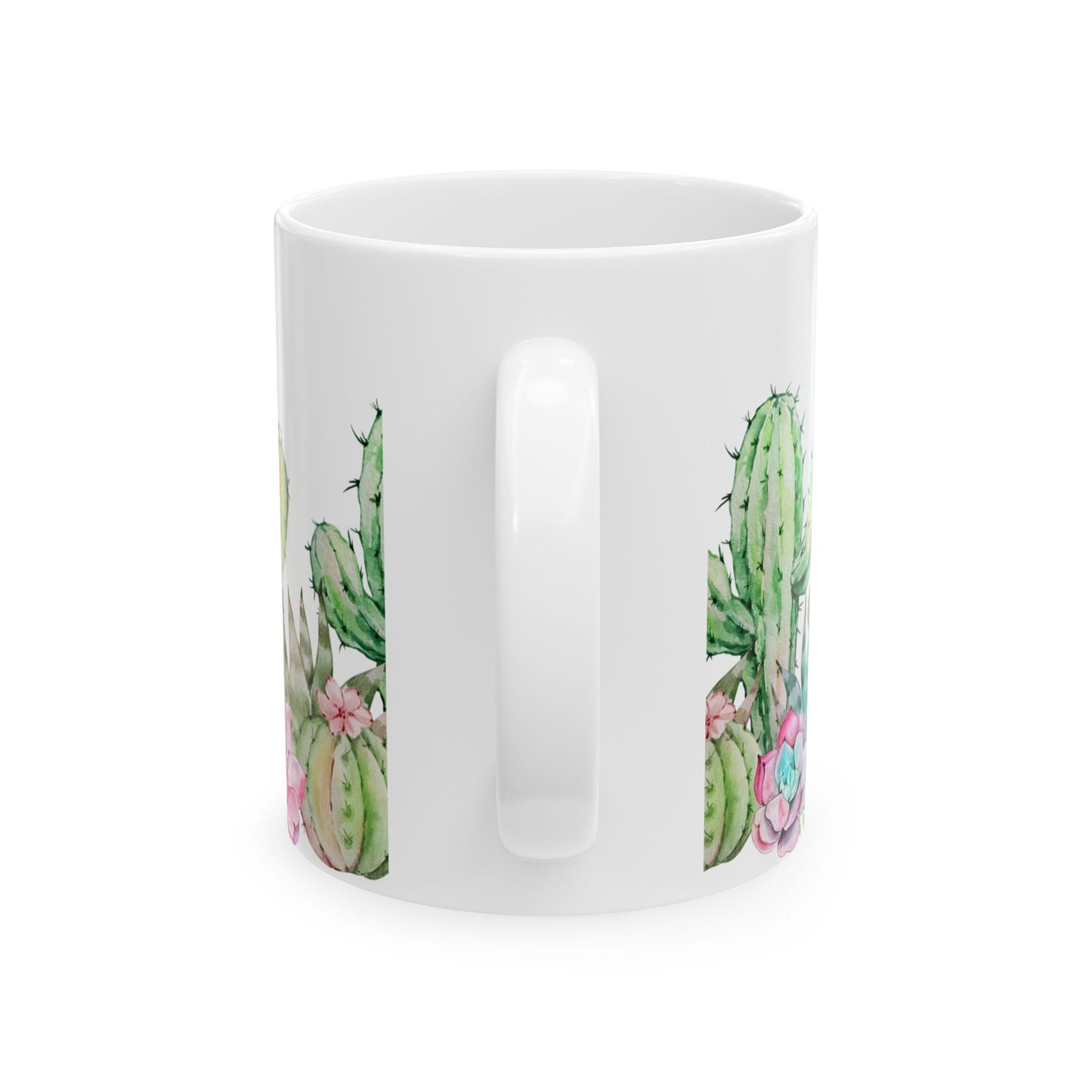 Watercolor Moon Phase Cacti & Succulents Ceramic Mug – Botanical Lunar Coffee Cup (11 oz & 15 oz)