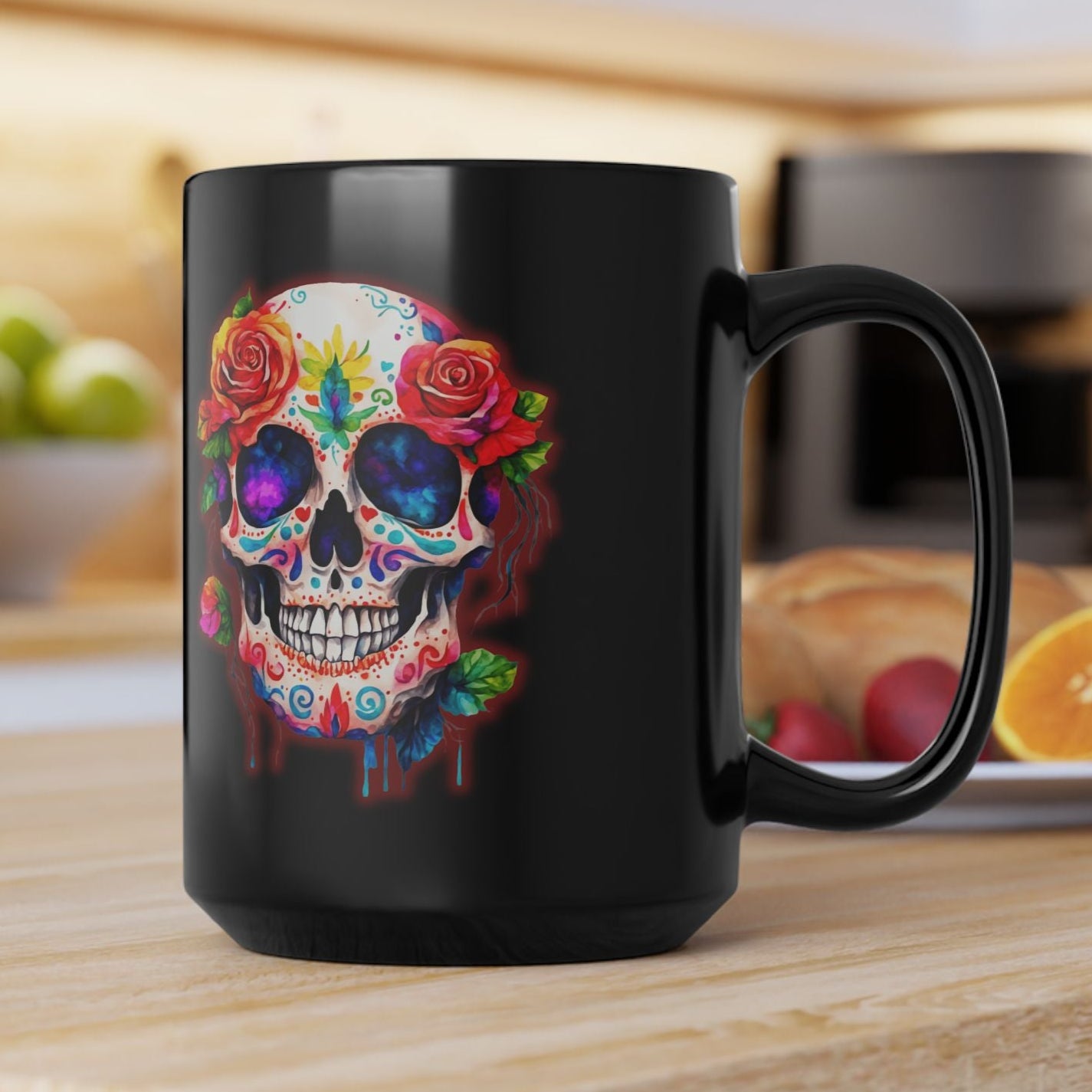 Day of the Dead Sugar Skull Calavera Mug – Mexican Dia de los Muertos Ceramic Mug