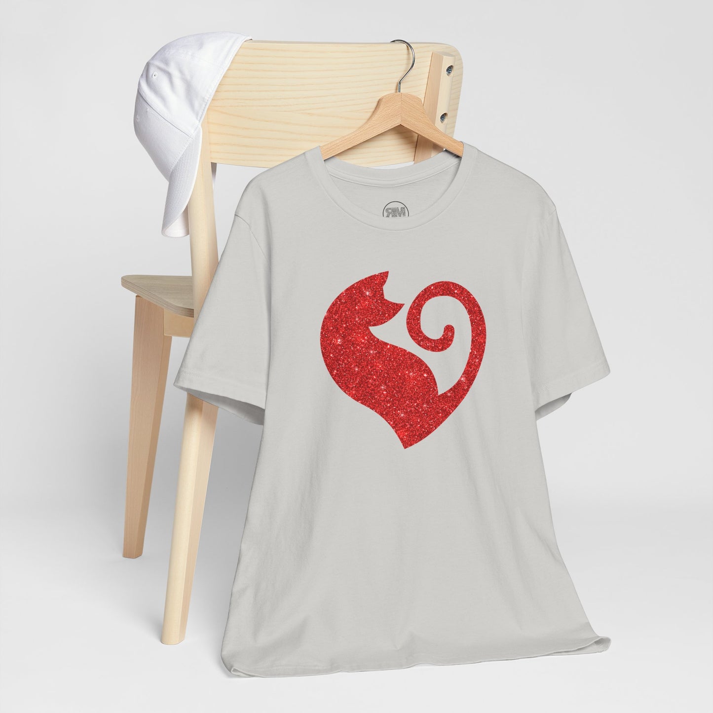 Cat Heart Red Glitter Tee