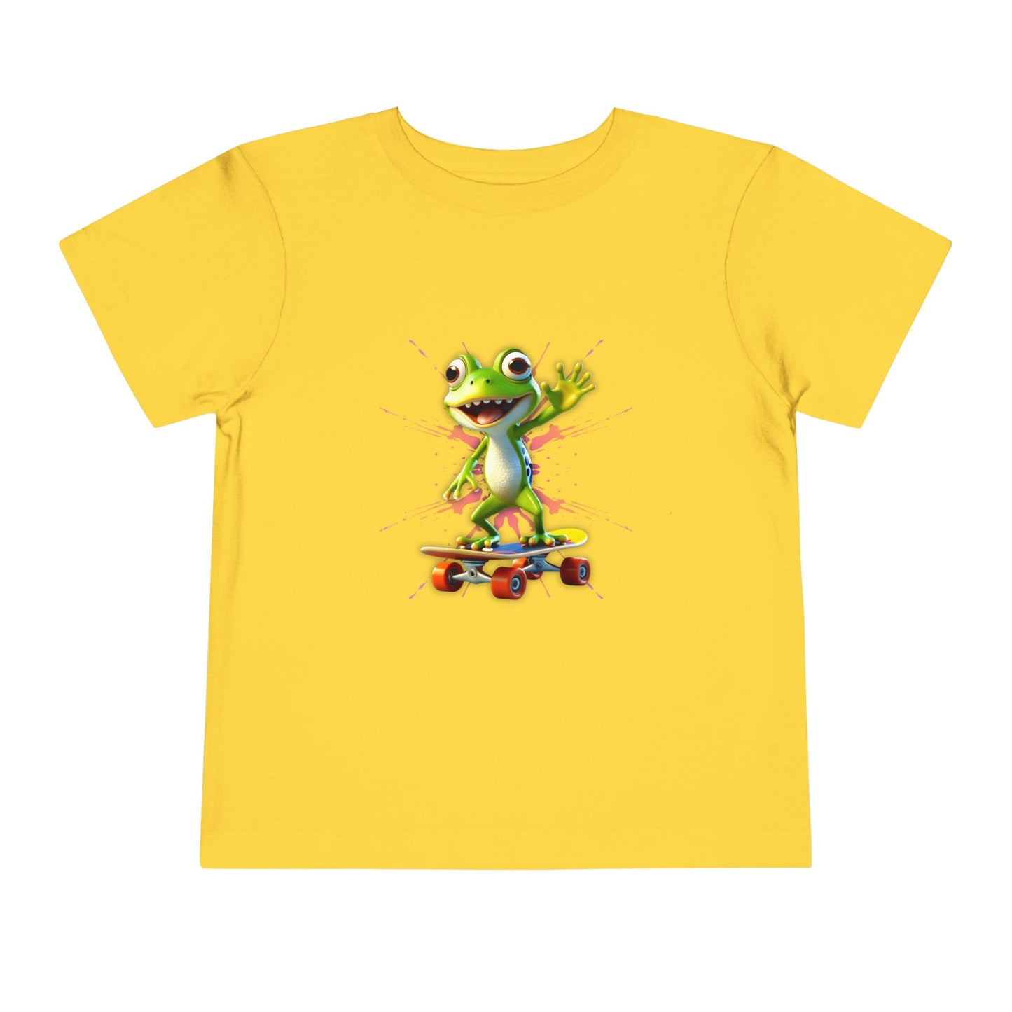 Skateboarding Frog Toddler T Shirt, Playful Frog Skate Tee for Kids
