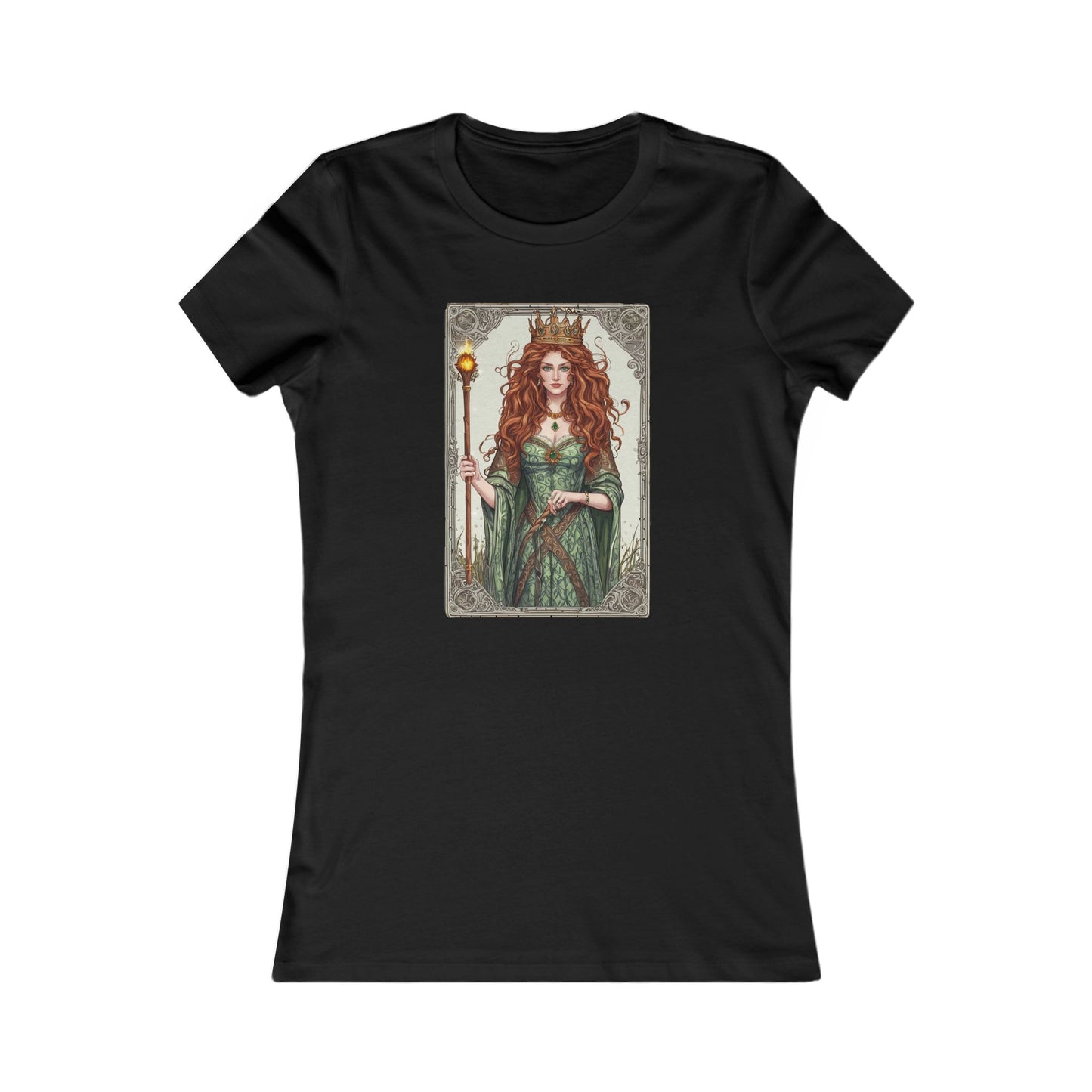 Queen of Wands Tarot T Shirt in Scarlet, Creative Fire Tee