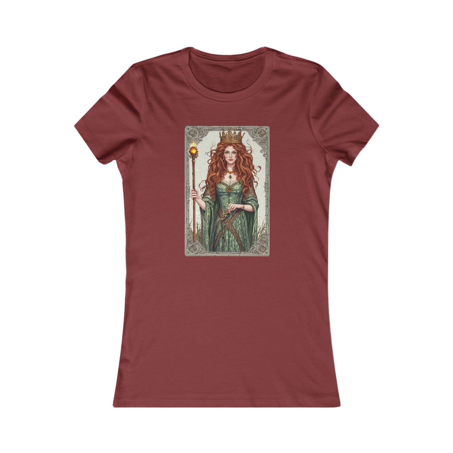 Queen of Wands Tarot T Shirt in Scarlet, Creative Fire Tee