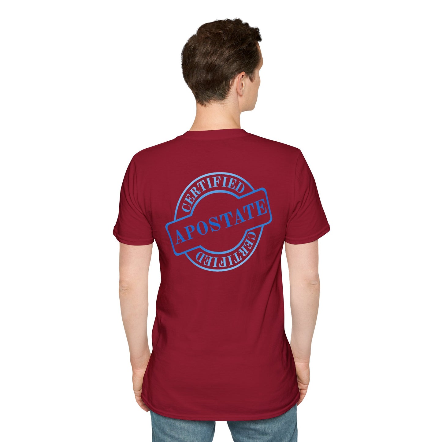 Certified Apostate T-Shirt Pocket Print & Back Stamp Printify