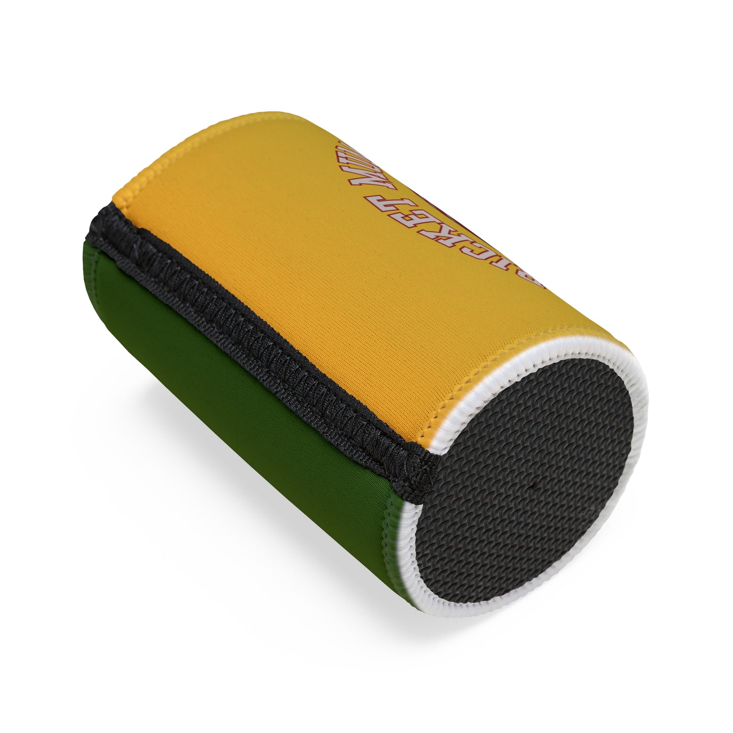 Green and Gold Cricket Mum Stubby Holder, Personalized Cricket Mum Family Name Gift Printify