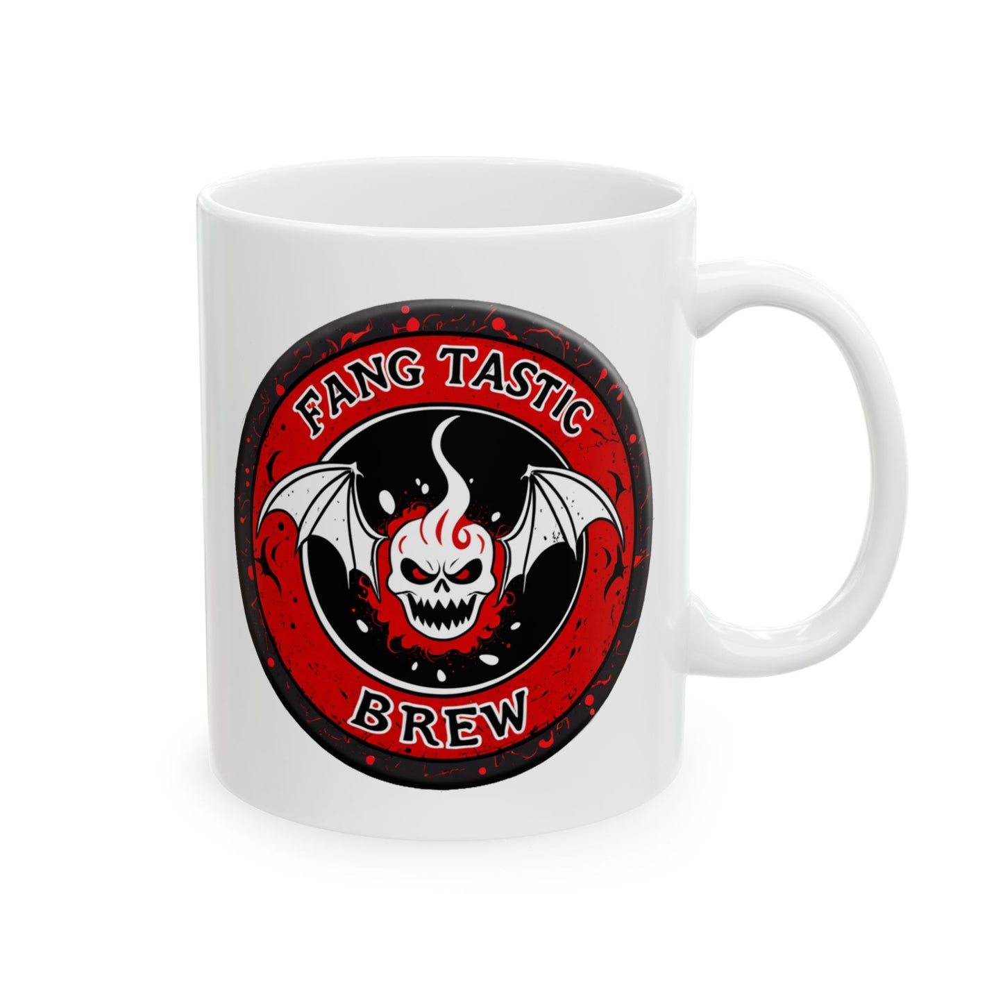 Fang Tastic Brew Horror Coffee Mug – Gothic Vampire Bat Cup Black or White