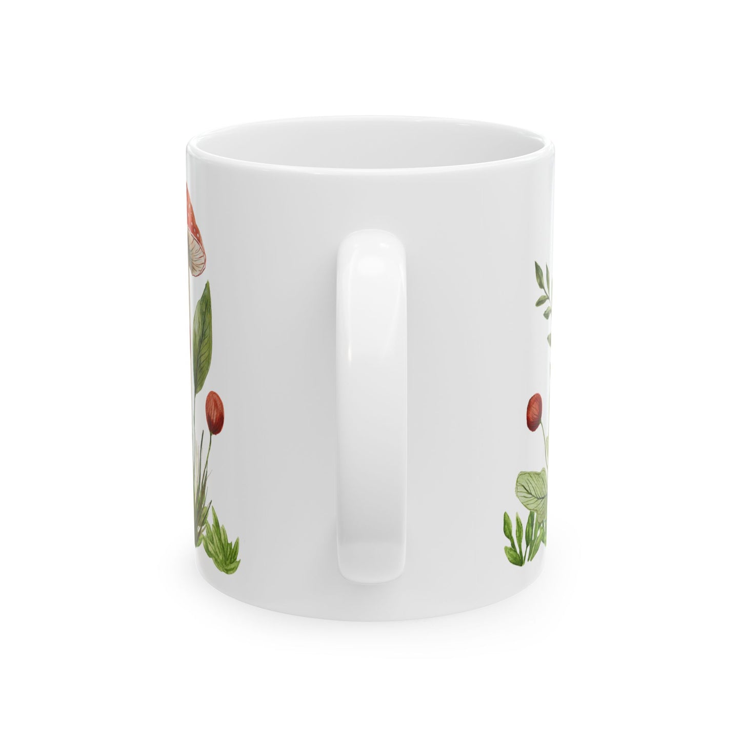 Mushroom Garden Ceramic Mug — Botanical Cottagecore Fungi Coffee Cup (11 oz & 15 oz)