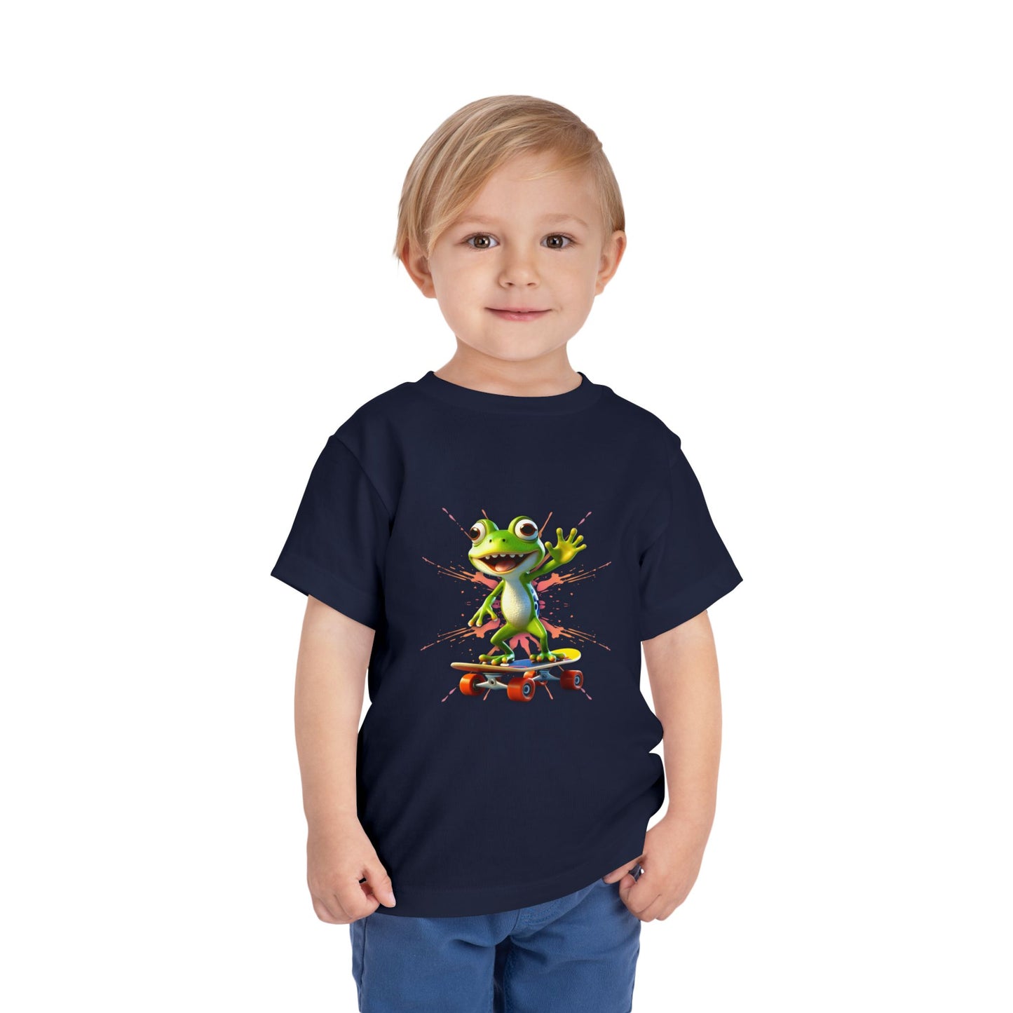 Skateboarding Frog Toddler T Shirt, Playful Frog Skate Tee for Kids