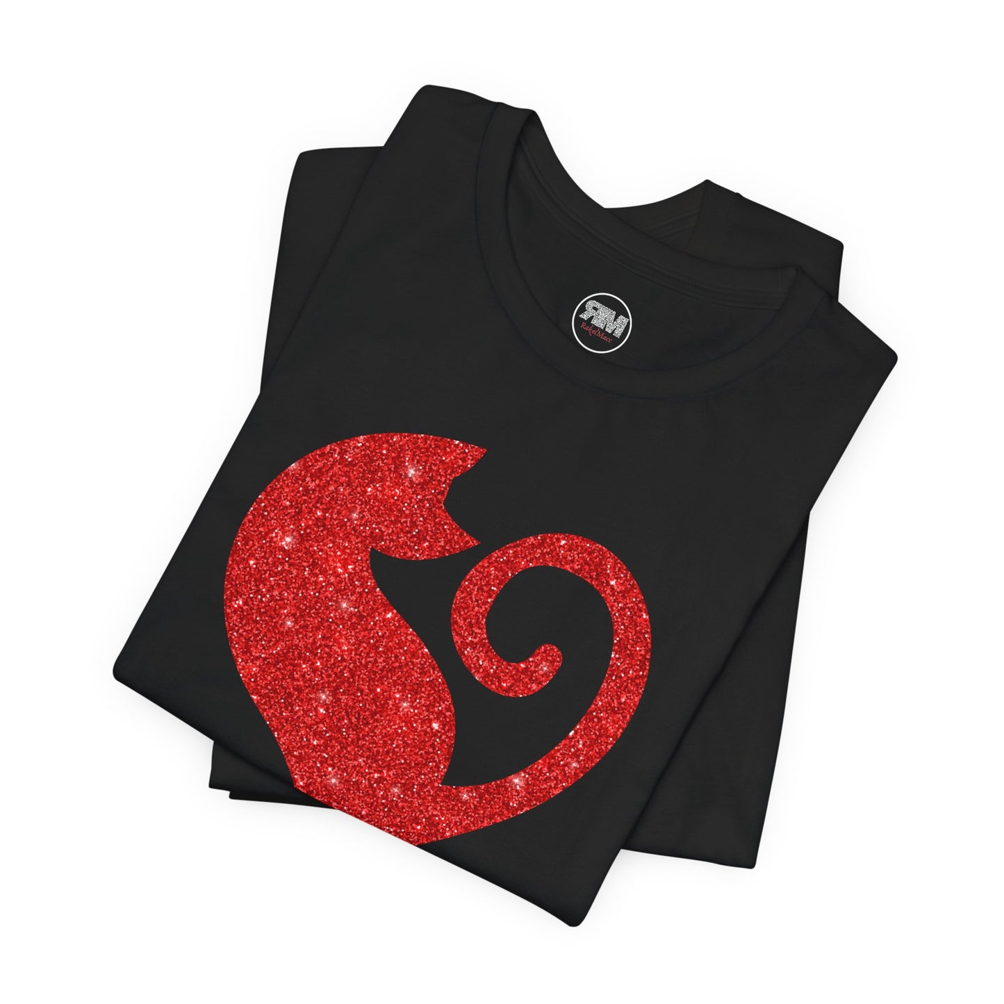 Cat Heart Red Glitter Tee