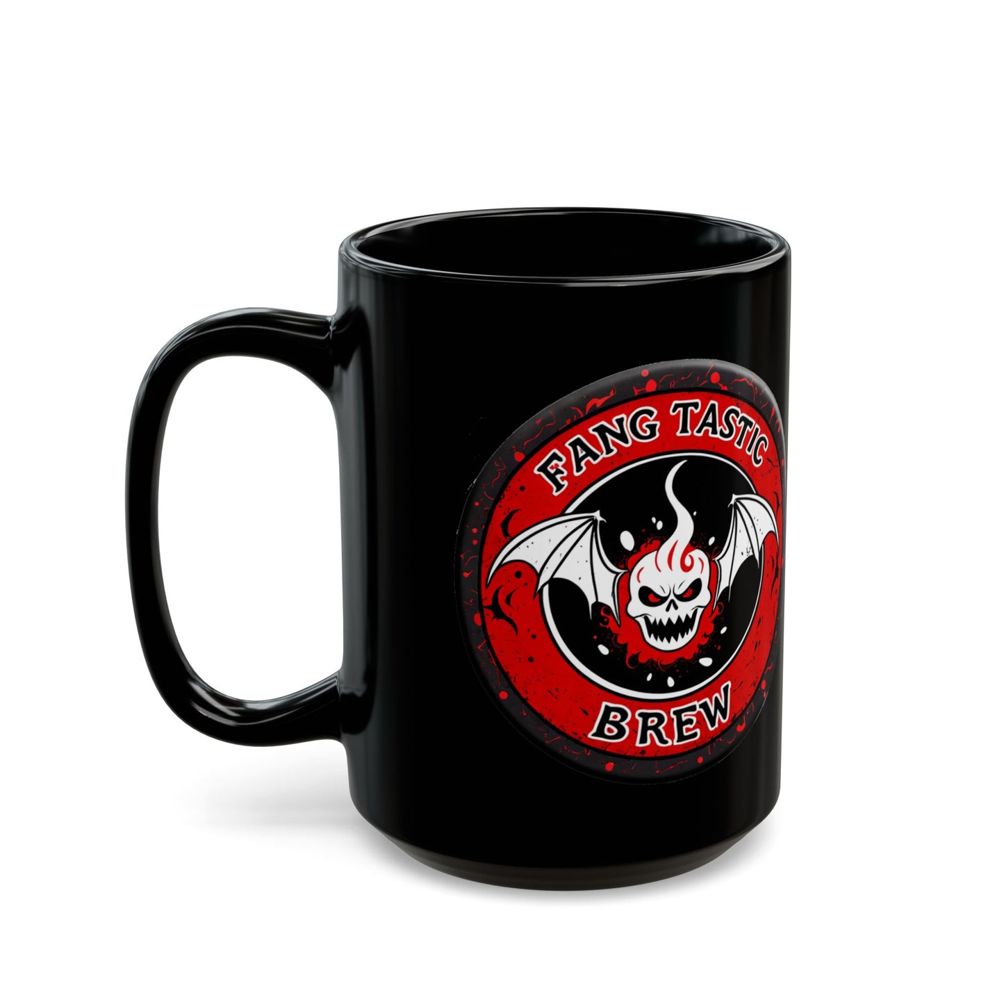 Fang Tastic Brew Horror Coffee Mug – Gothic Vampire Bat Cup Black or White