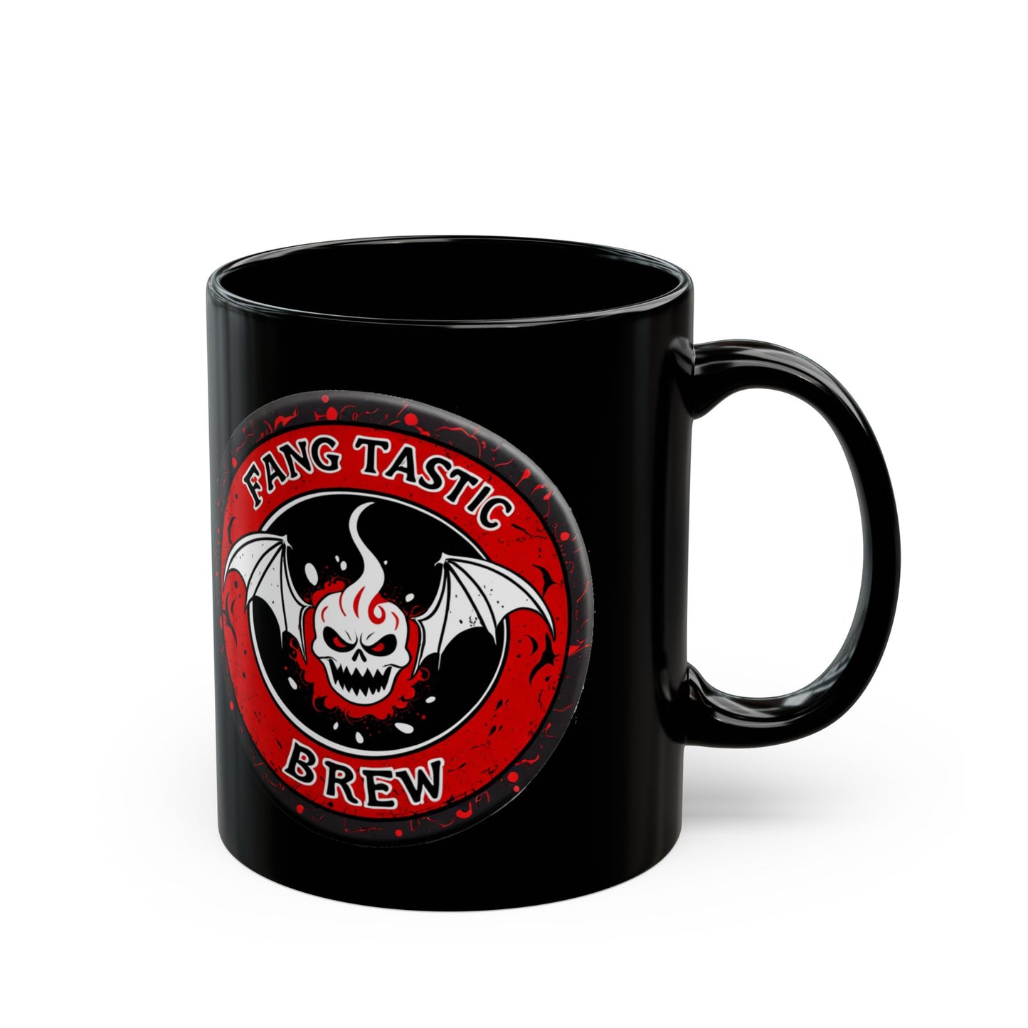 Fang Tastic Brew Horror Coffee Mug – Gothic Vampire Bat Cup Black or White
