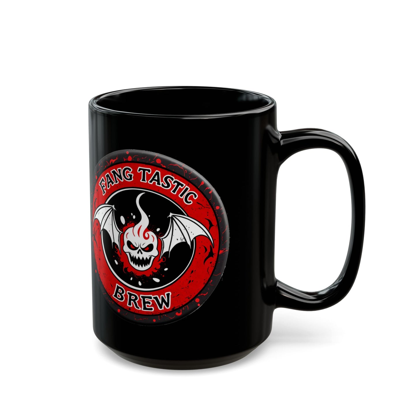 Fang Tastic Brew Horror Coffee Mug – Gothic Vampire Bat Cup Black or White