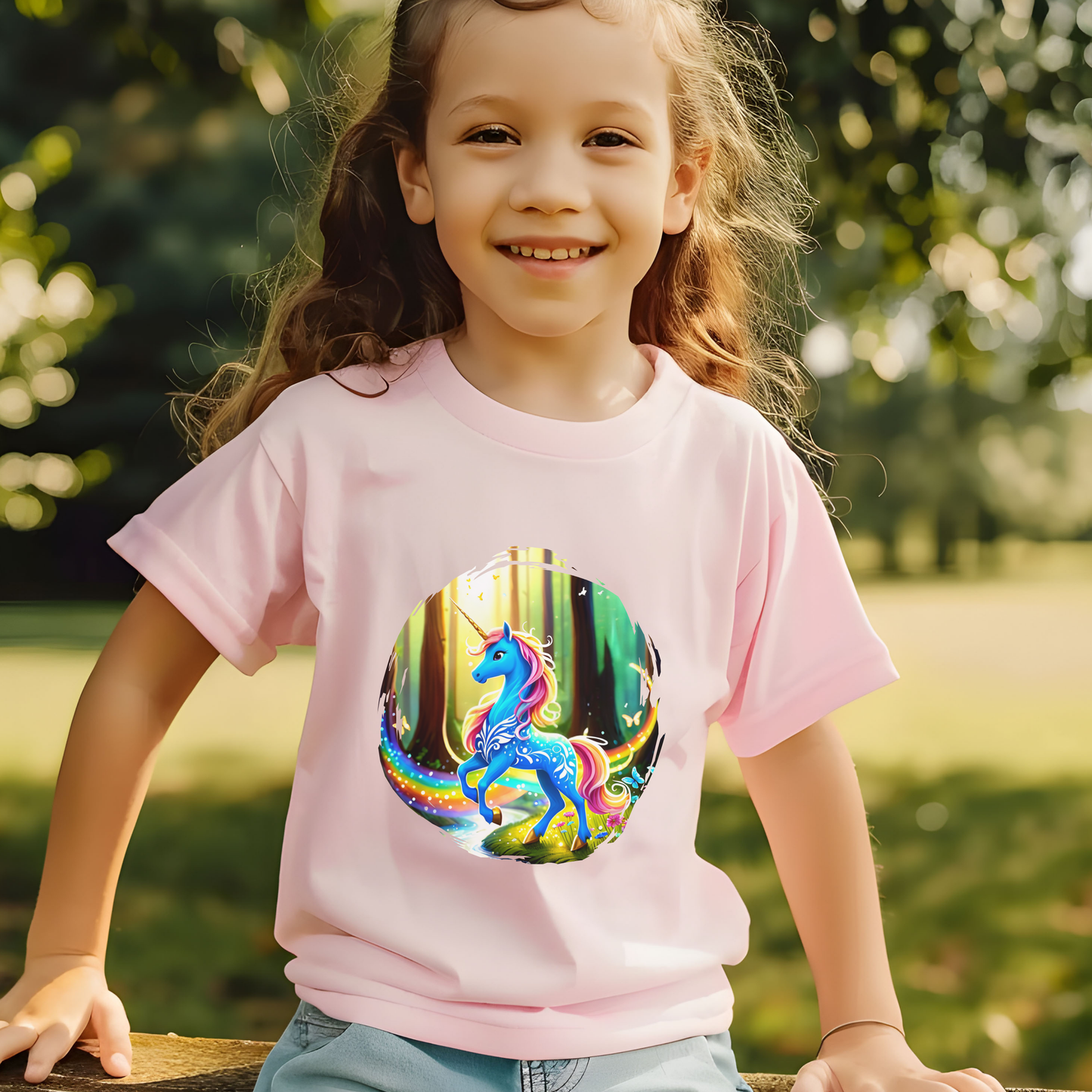 Magical Rainbow Unicorn Toddler T Shirt, Blue Unicorn Toddler Tee