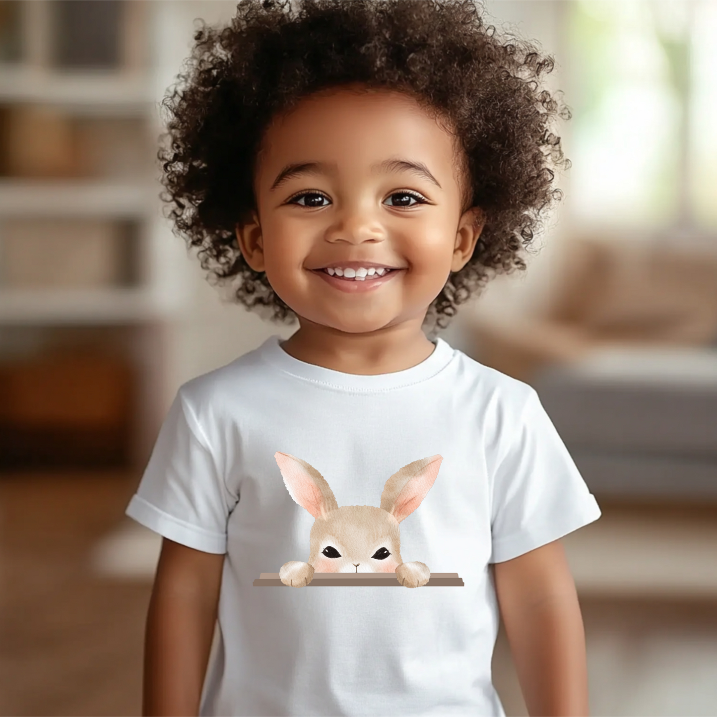 Peeking Bunny Toddler T Shirt, Cute Easter Rabbit Toddler Tee