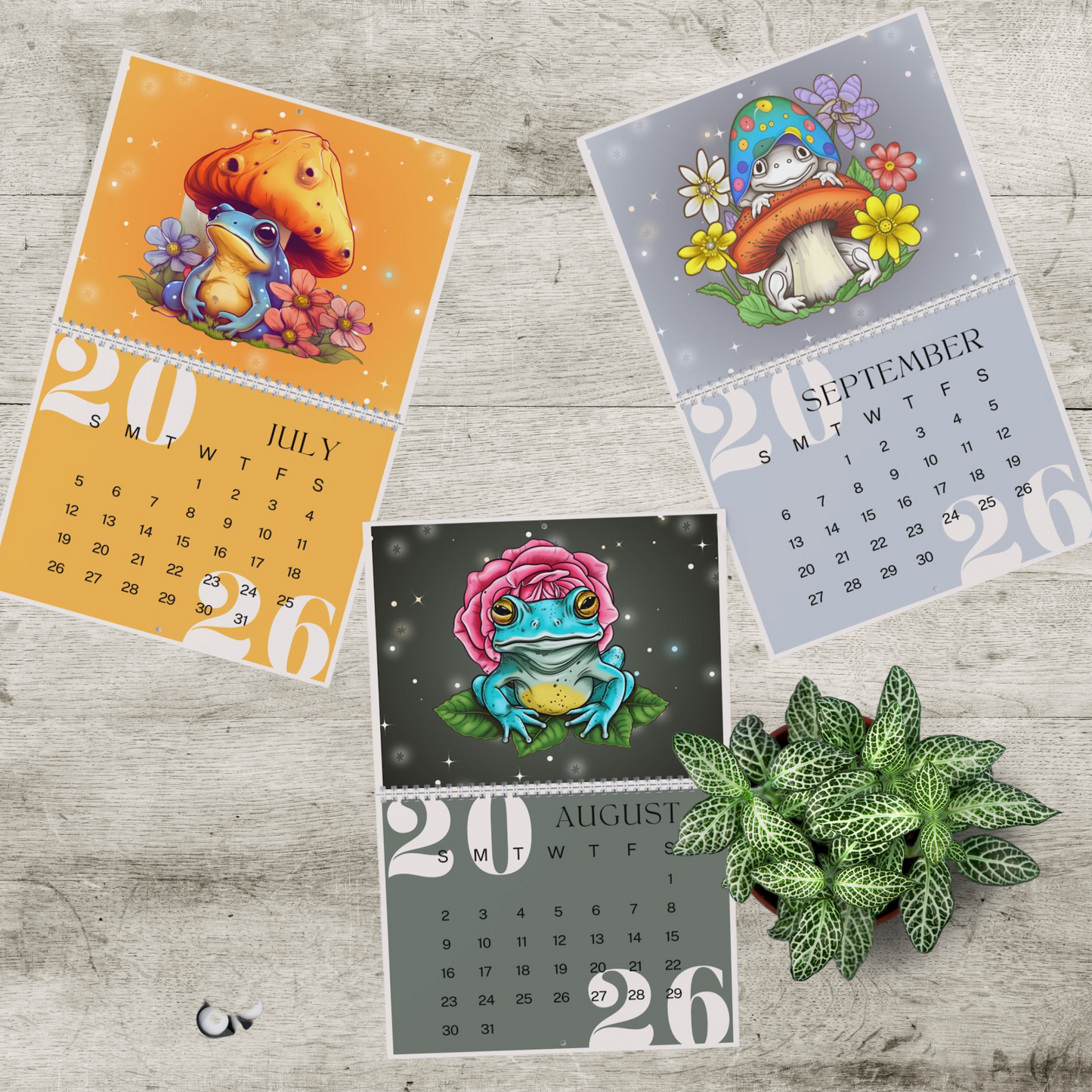Frogs & Toadstools 2026 Wall Calendar - Cute Frog Lover Gift & Kids Room Decor