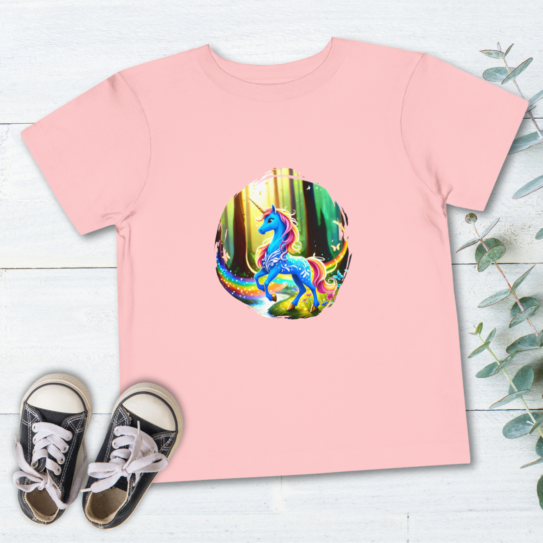 Magical Rainbow Unicorn Toddler T Shirt, Blue Unicorn Toddler Tee