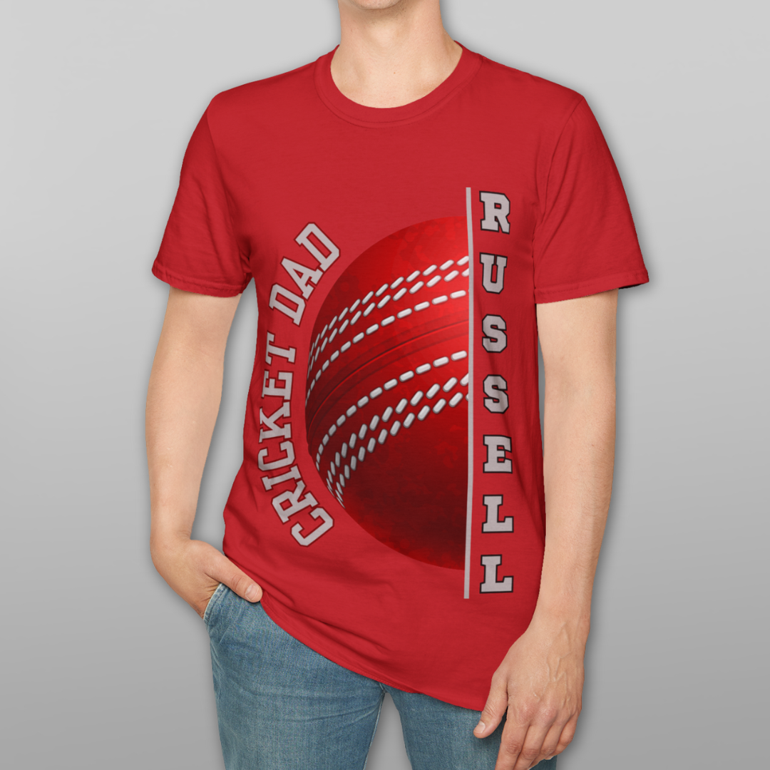 Personalised Cricket Dad T Shirt, Custom Name Gift, Unique Father’s Day Tee