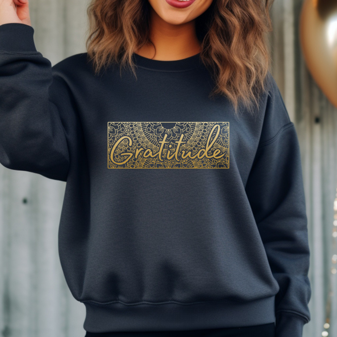Gratitude Mandala Unisex Sweatshirt, Mindful Graphic Pullover