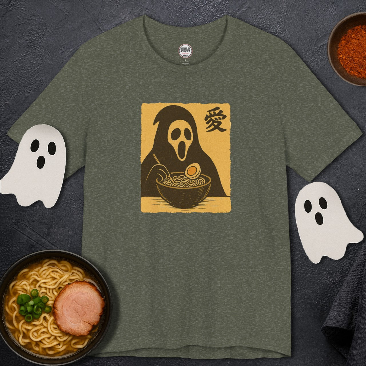 Shadow Slurper Ramen T-Shirt – Spooky Goth Noodle Lover Tee
