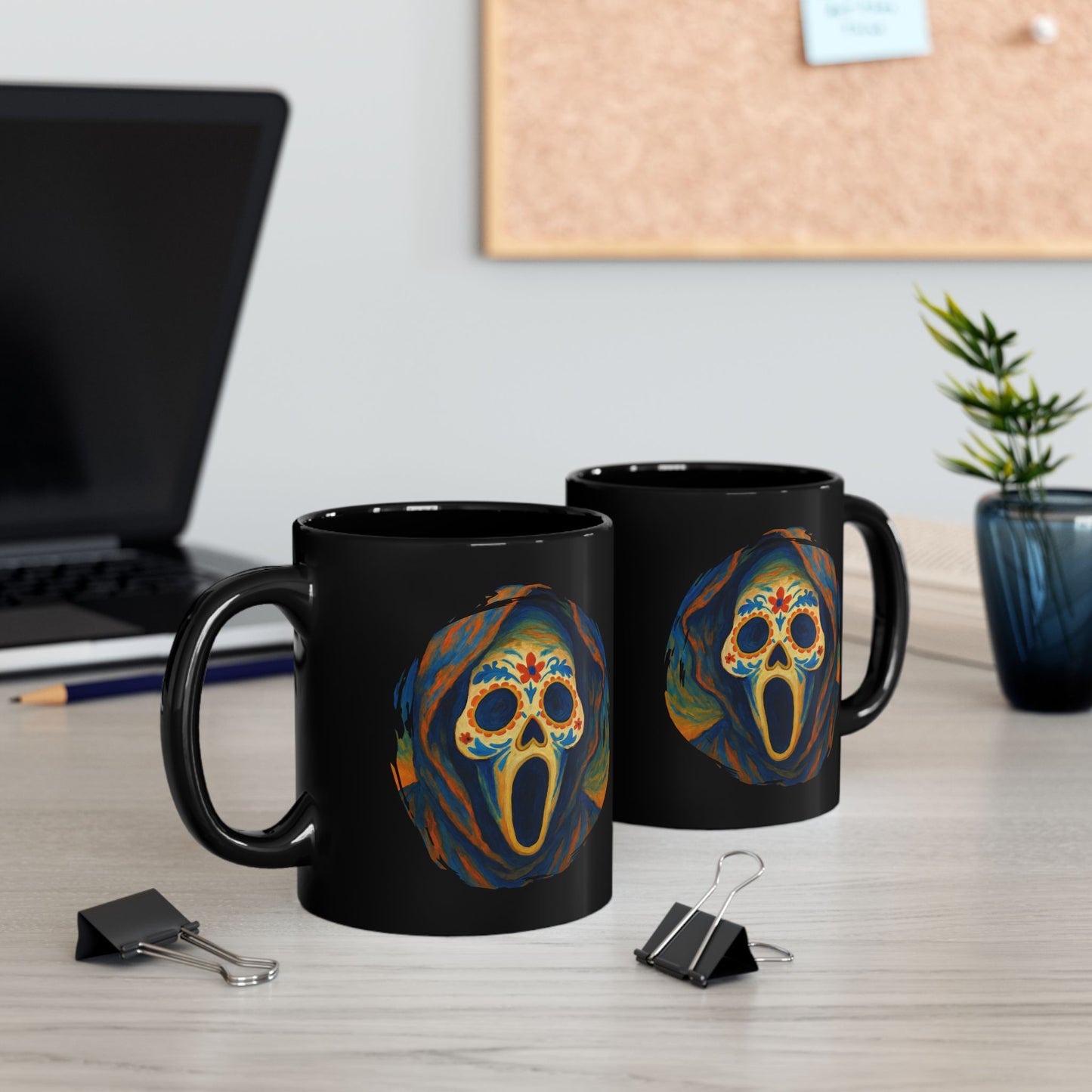Spooky Sugar Skull Mug | Horrorcore Day of the Dead Coffee Cup Black or White
