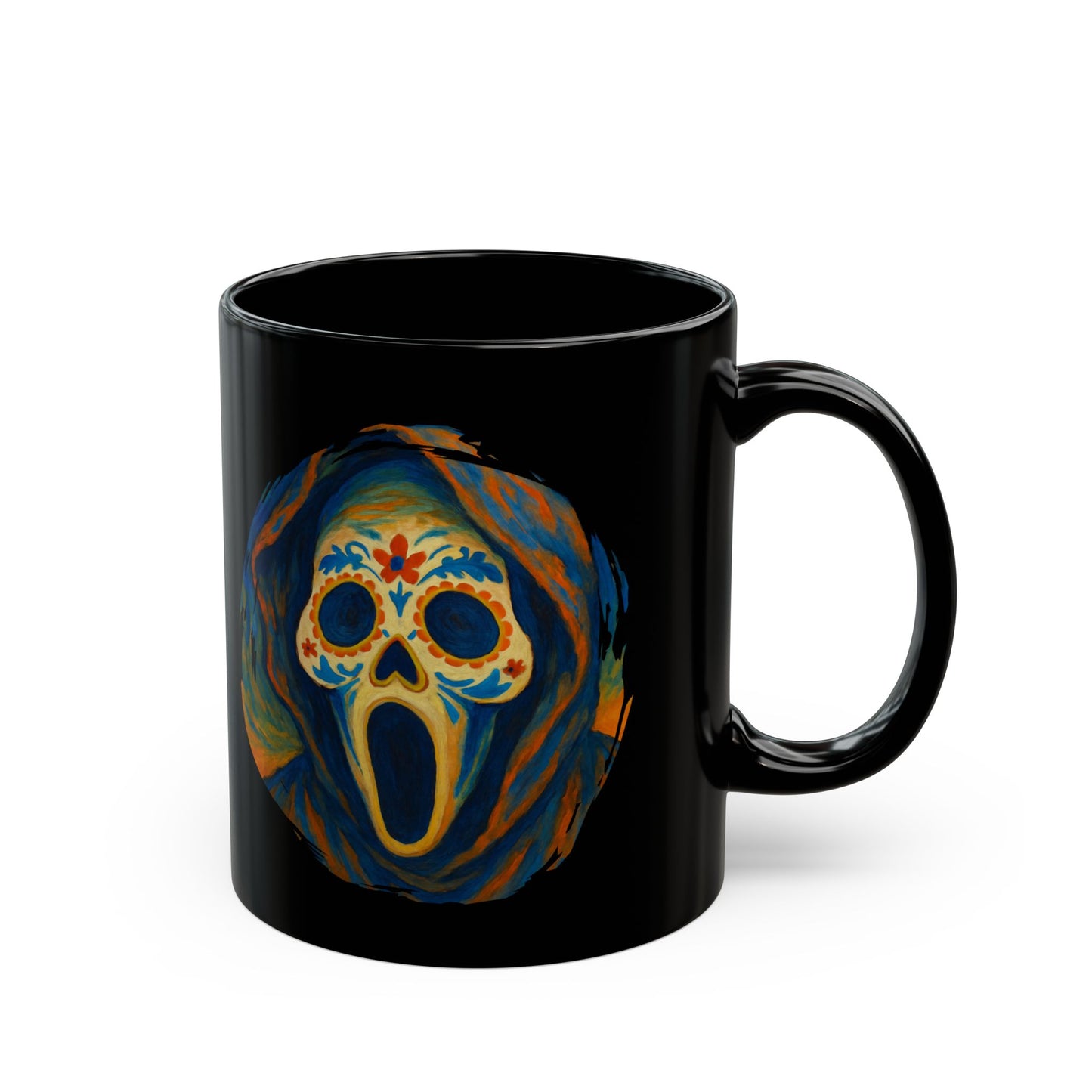 Spooky Sugar Skull Mug | Horrorcore Day of the Dead Coffee Cup Black or White