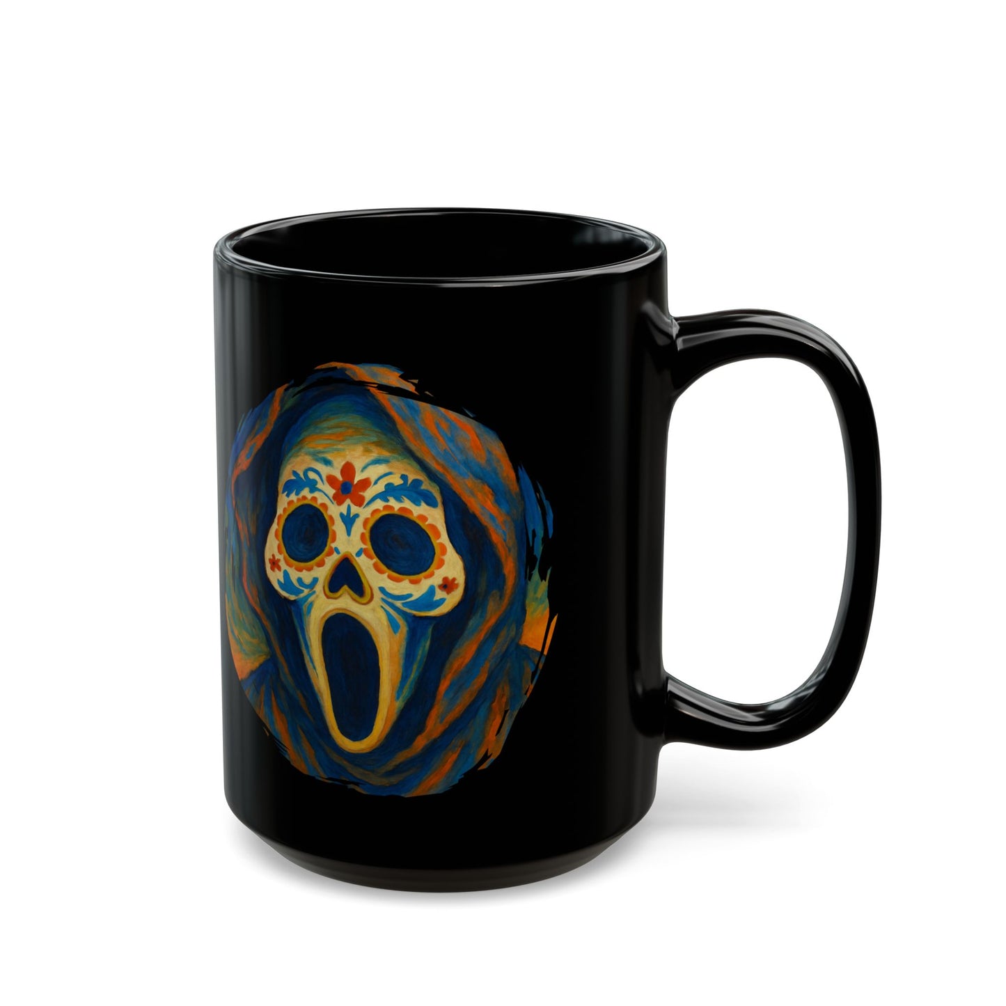 Spooky Sugar Skull Mug | Horrorcore Day of the Dead Coffee Cup Black or White