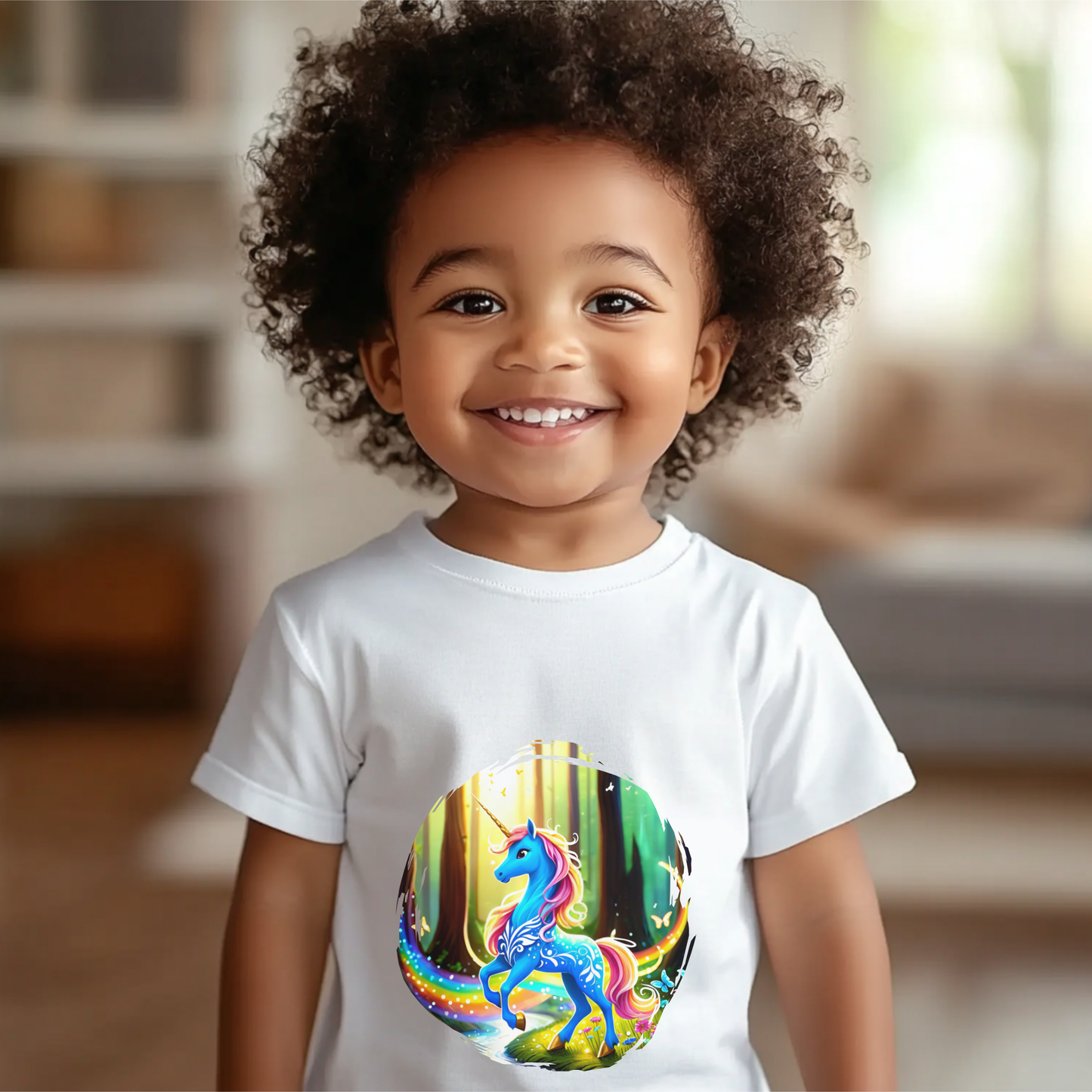 Magical Rainbow Unicorn Toddler T Shirt, Blue Unicorn Toddler Tee