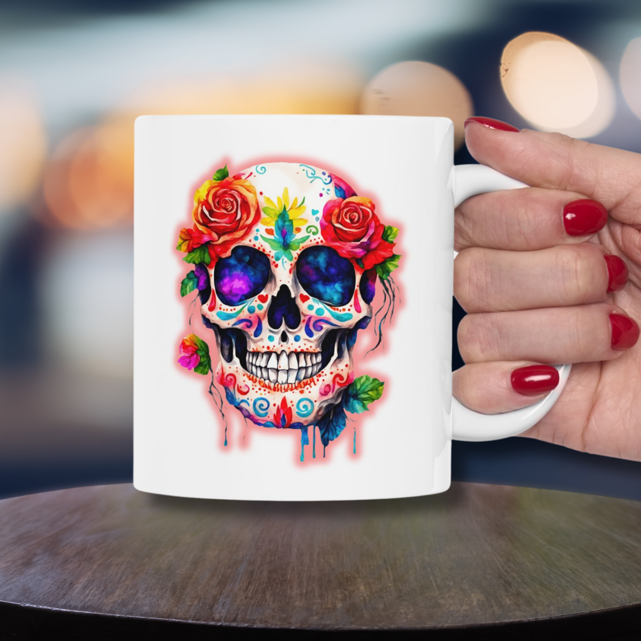 Day of the Dead Sugar Skull Calavera Mug – Mexican Dia de los Muertos Ceramic Mug